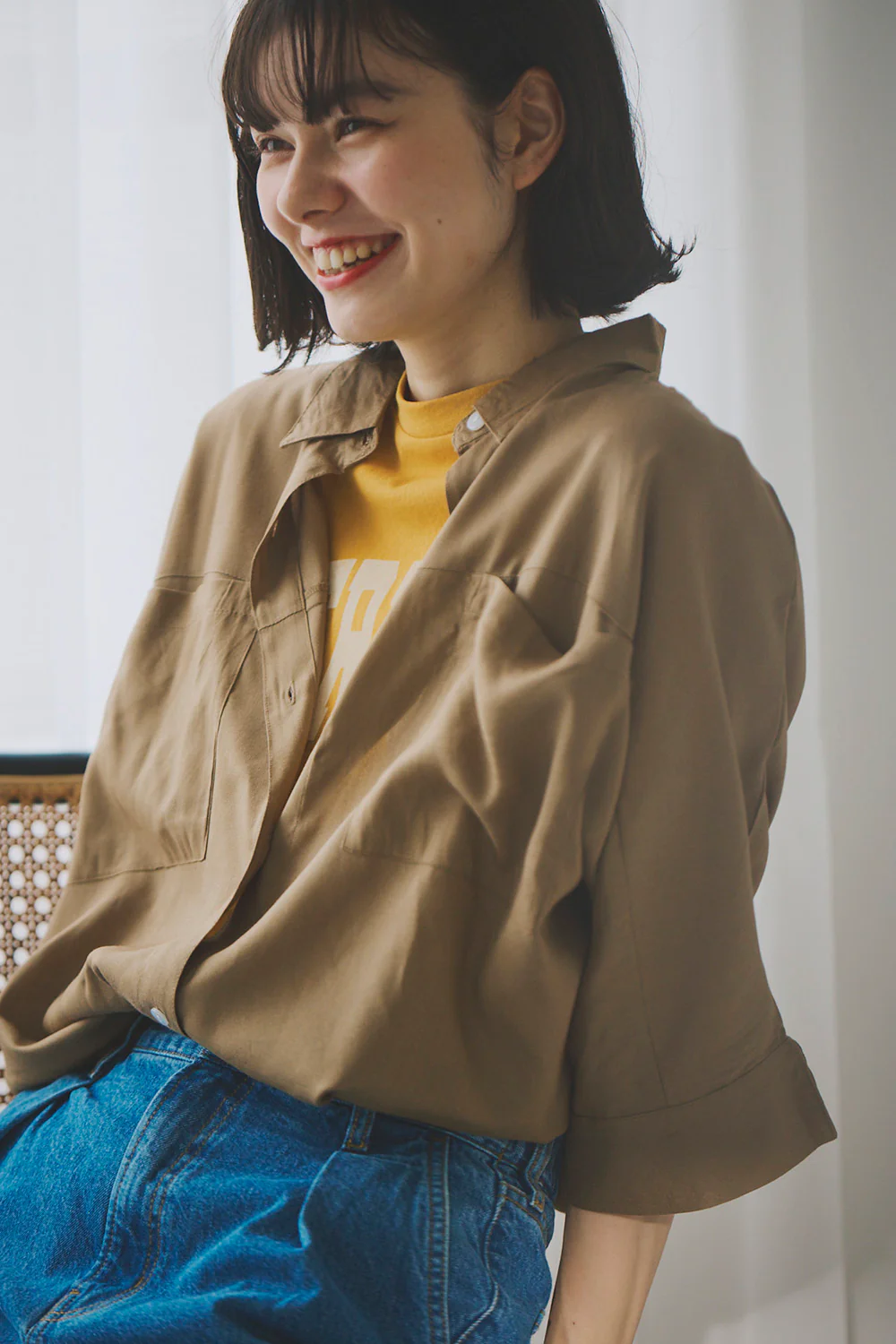 レーヨンポケ付BIGシャツ - Image 3