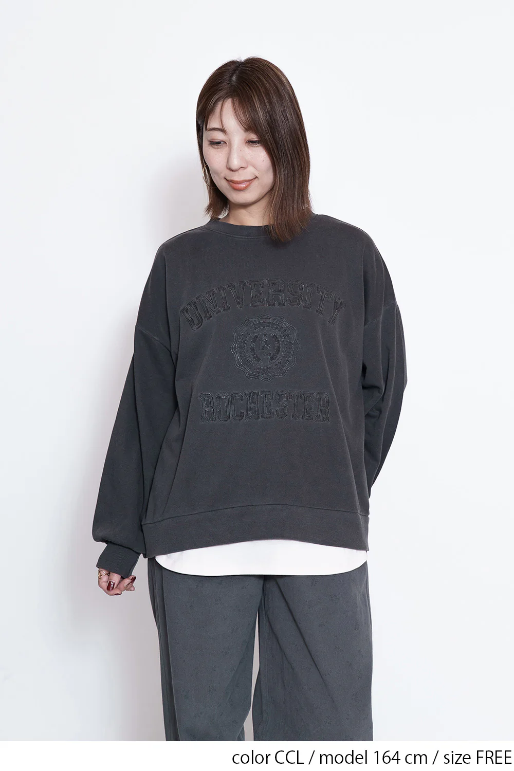 カレッジ刺繍ピグメント裏毛トレーナー - Image 13