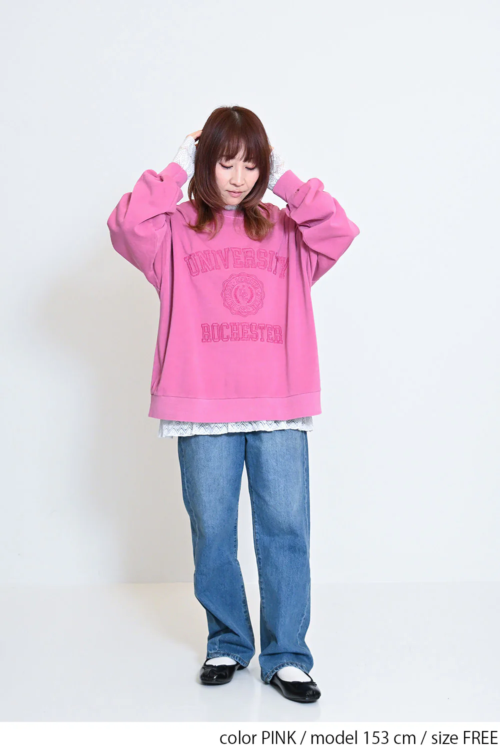 カレッジ刺繍ピグメント裏毛トレーナー - Image 4
