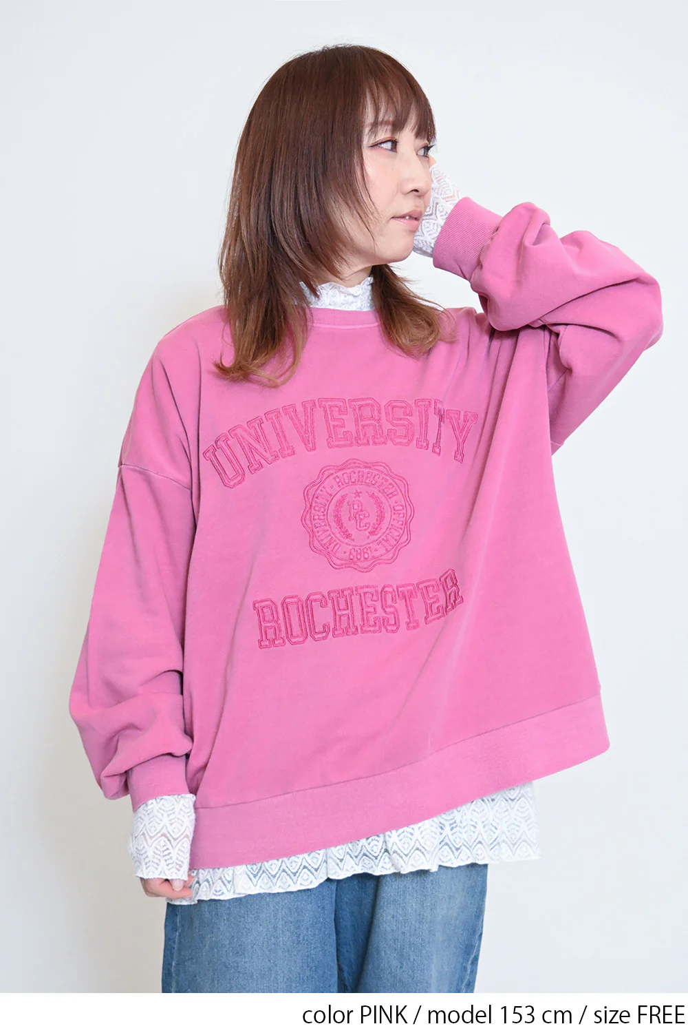 カレッジ刺繍ピグメント裏毛トレーナー - Image 7