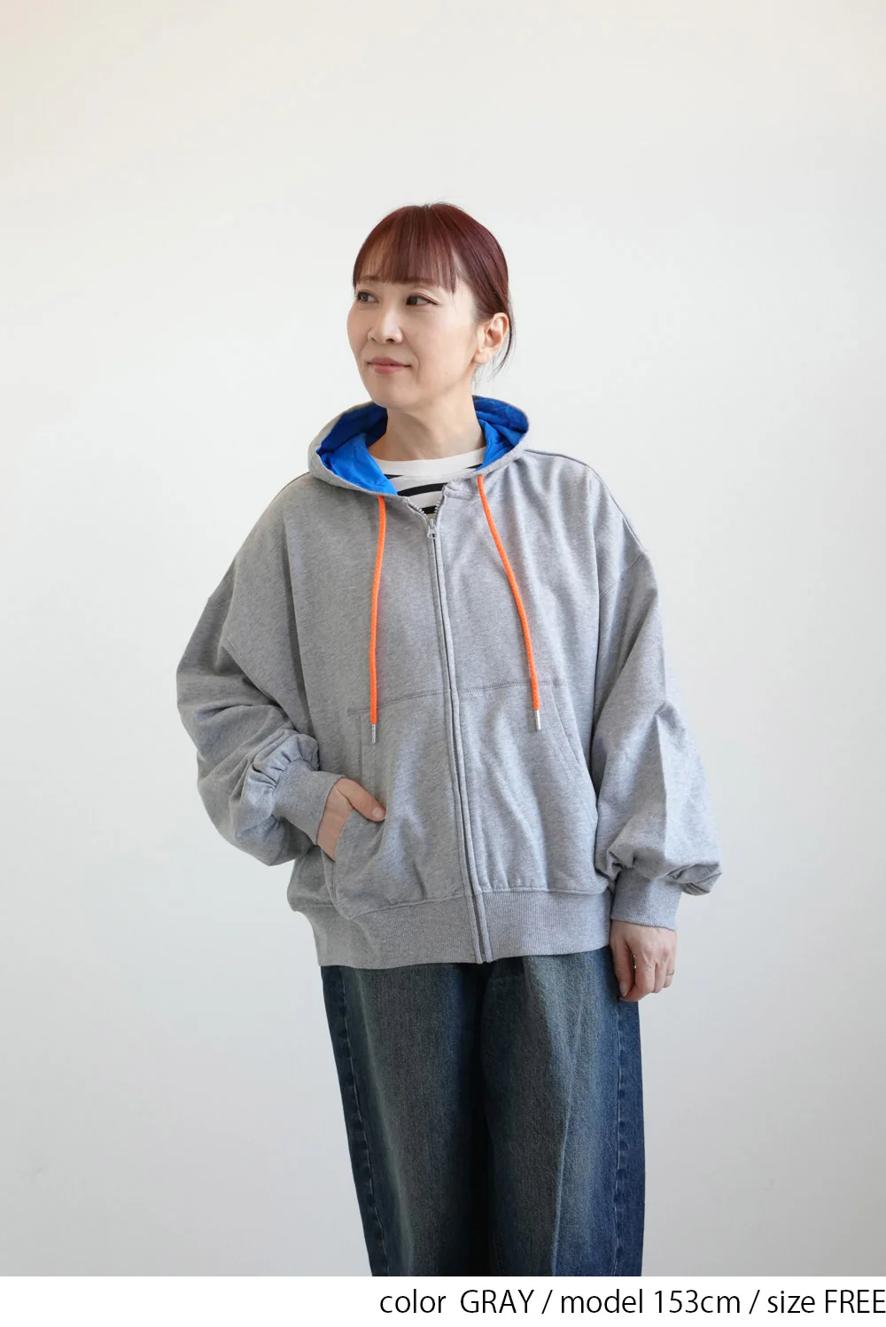 フード裏配色裏毛ドルマンパーカー - Image 10