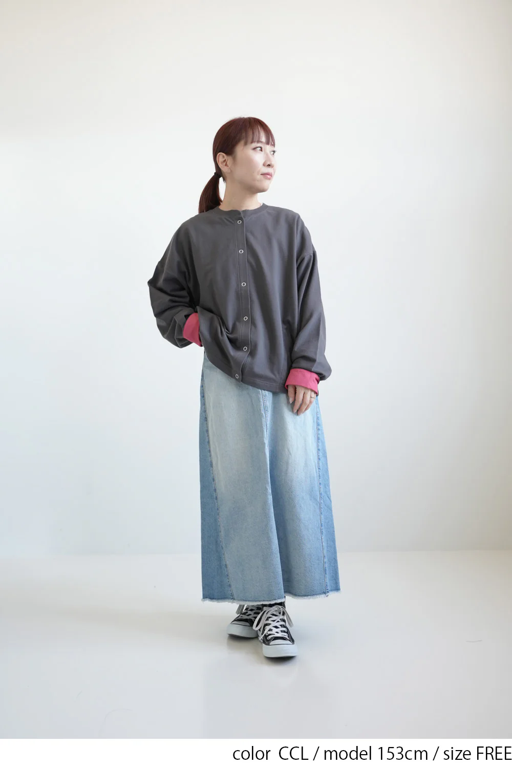 裏毛配色クルーカーディガン - Image 10