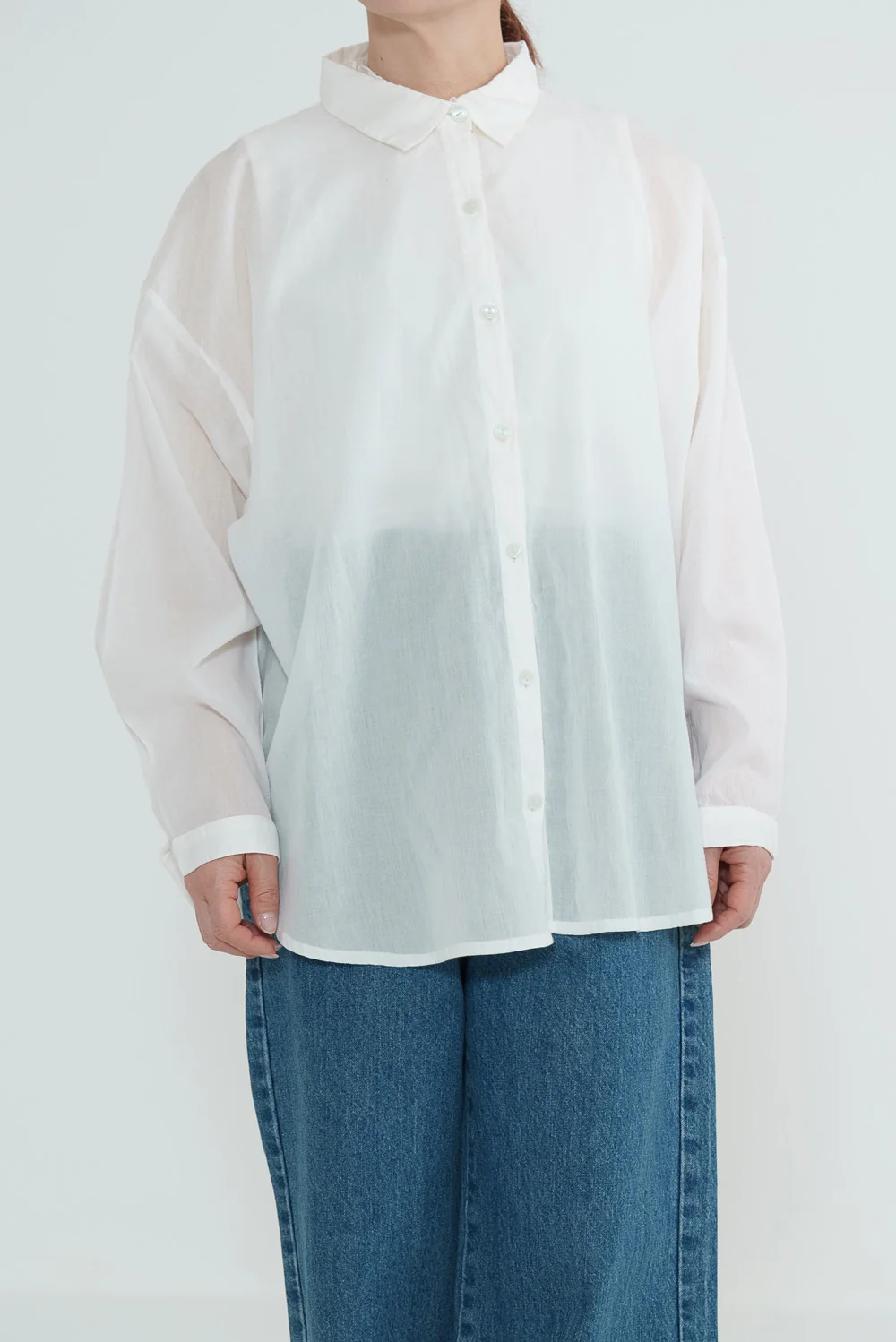 ふわ軽コットンシアー長袖シャツ - Image 8