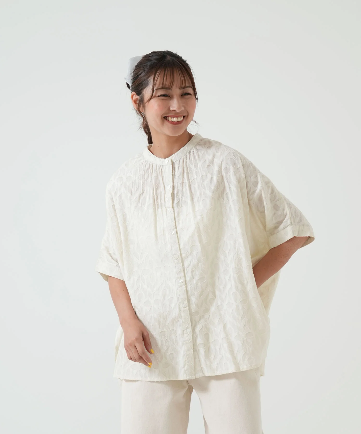 ふわ軽コットンバックカットジャガードシャツ - Image 8