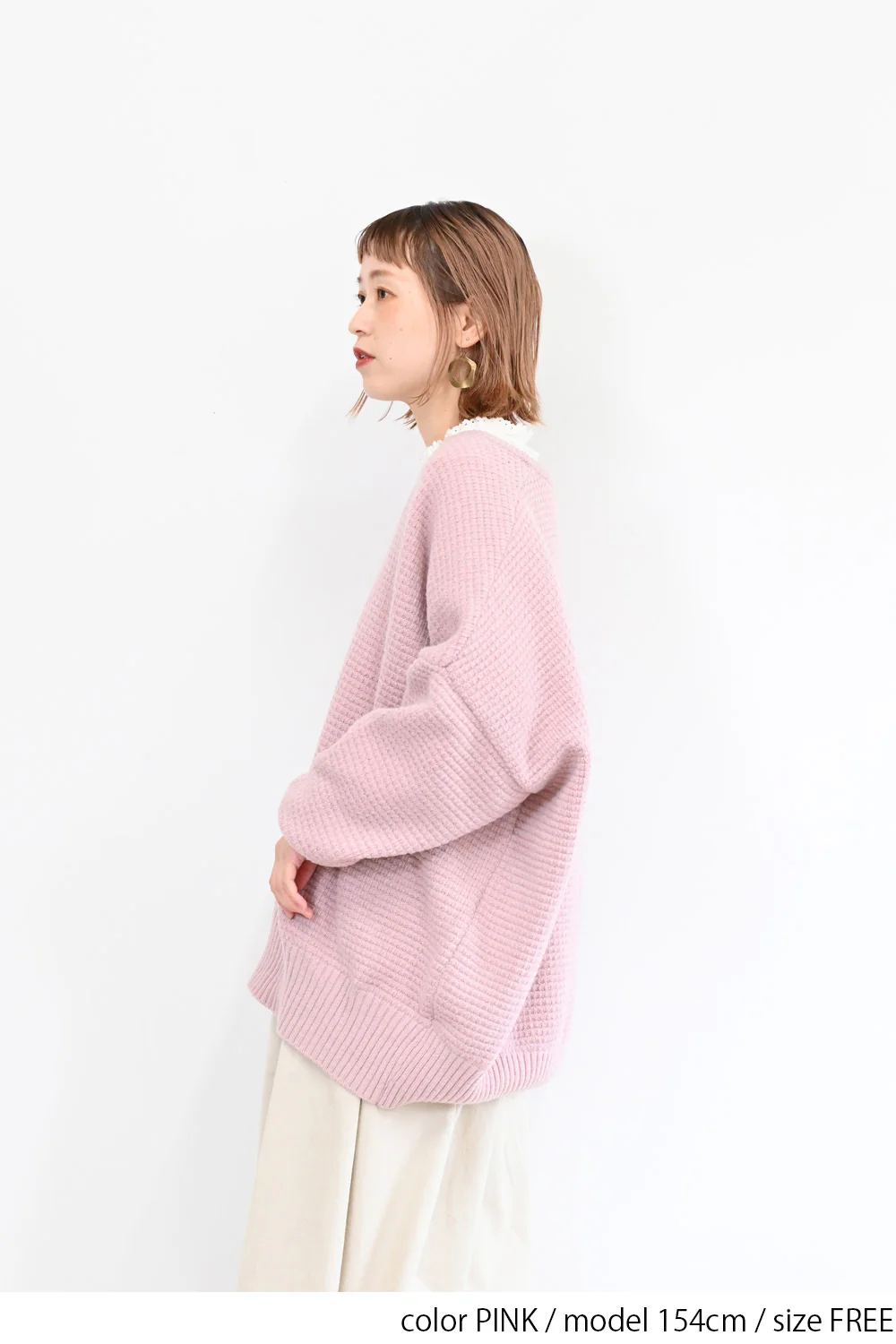 かのこ編みゆったりキーネックプルオーバー - Image 11