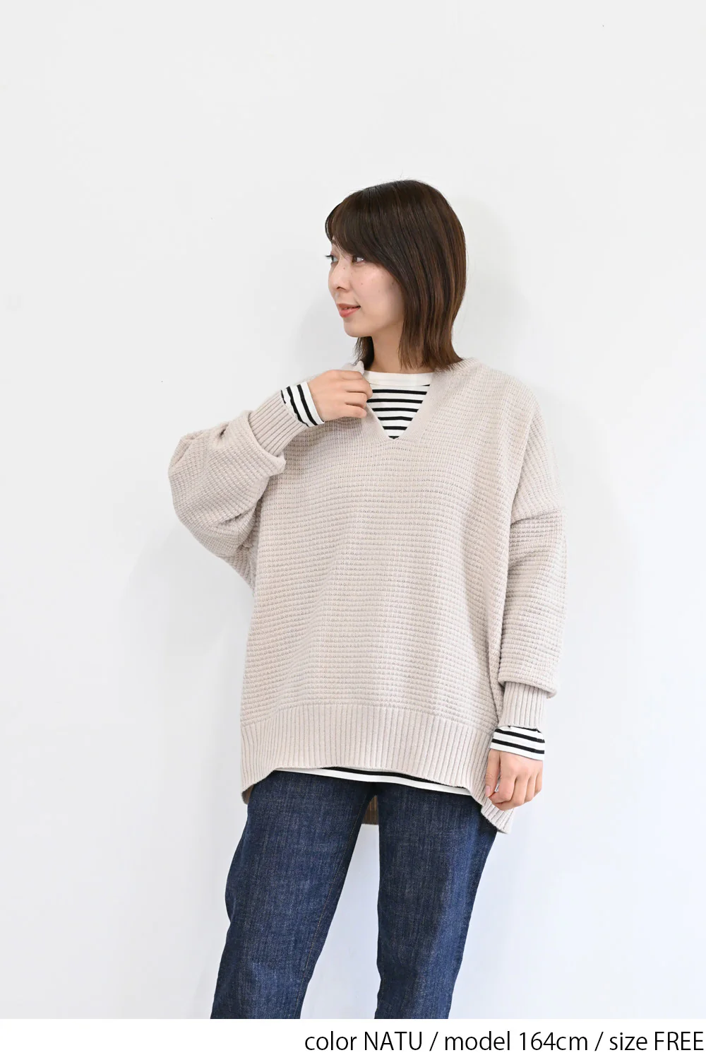 かのこ編みゆったりキーネックプルオーバー - Image 16
