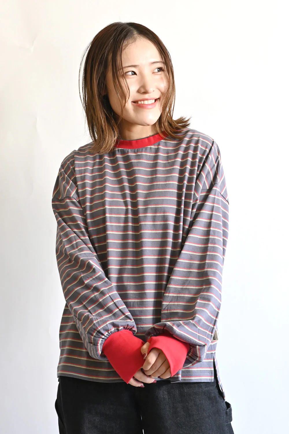 【Classic byGENTIL】衿レイヤード風トリムロンTee - Image 2