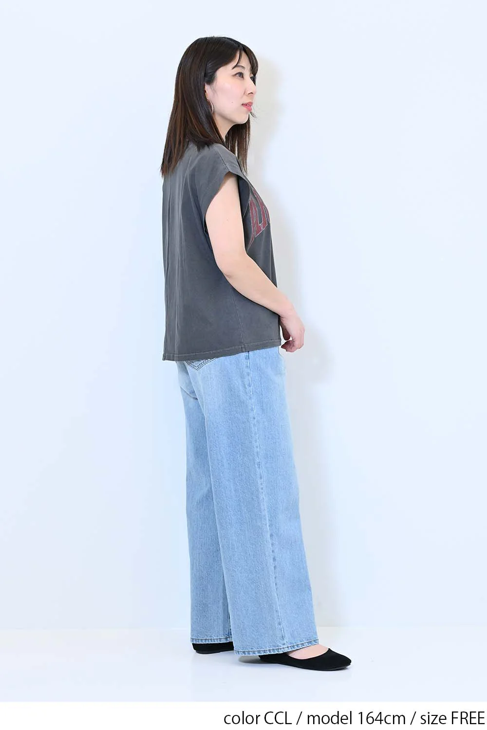 【charmmy】Vカットネックフレンチ袖Tee - Image 5