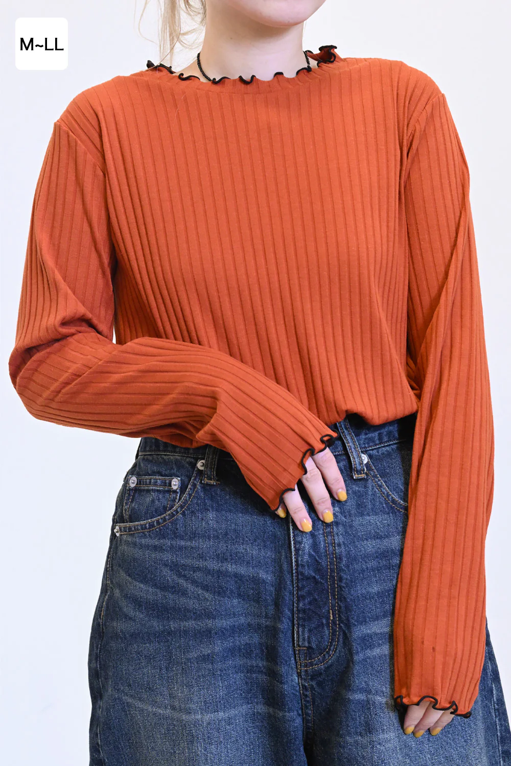 ロングスリーブ リブカットソー(クルーネック) - Image 10