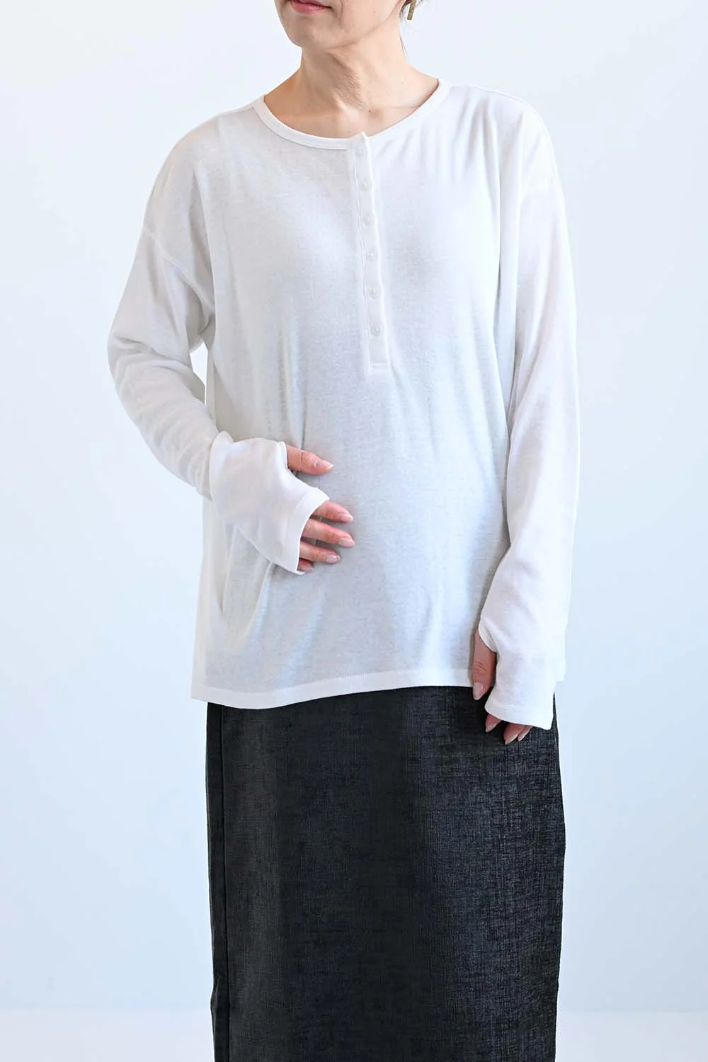 やわらかストレッチ2way長袖ヘンリー - Image 3