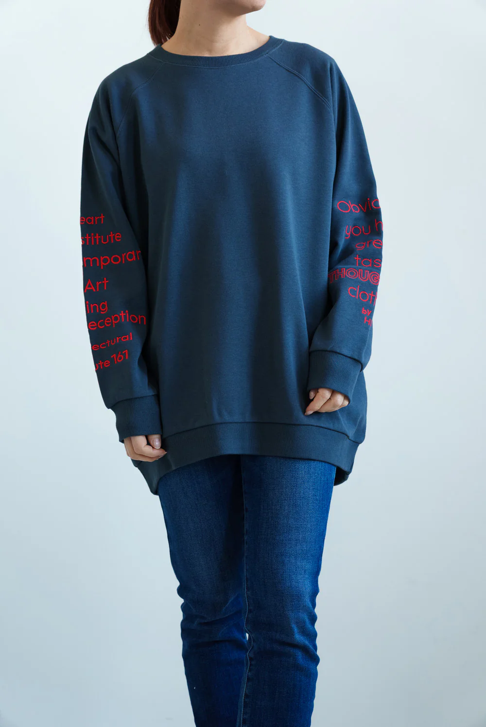袖刺繍裏毛チュニック - Image 4