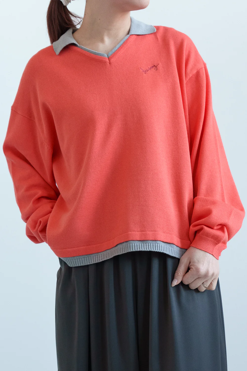 衿配色スキッパープルオーバー - Image 3