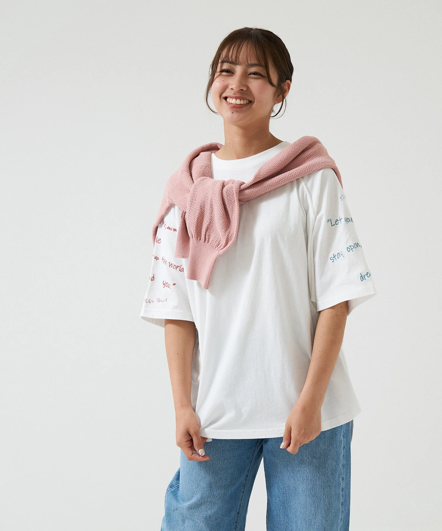 裾ラウンド袖刺繍チュニック