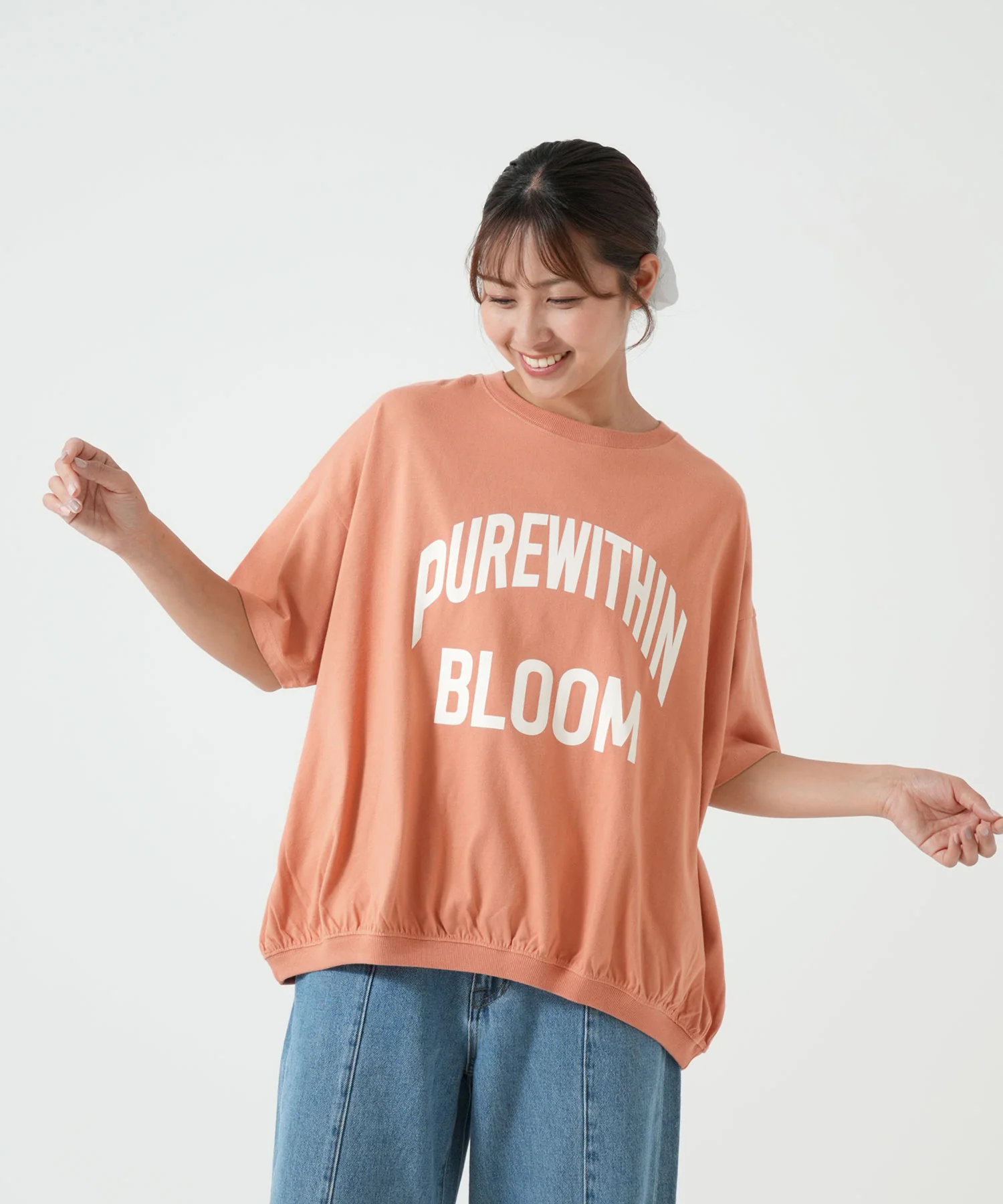 裾ギャザーカレッジTEE - Image 3