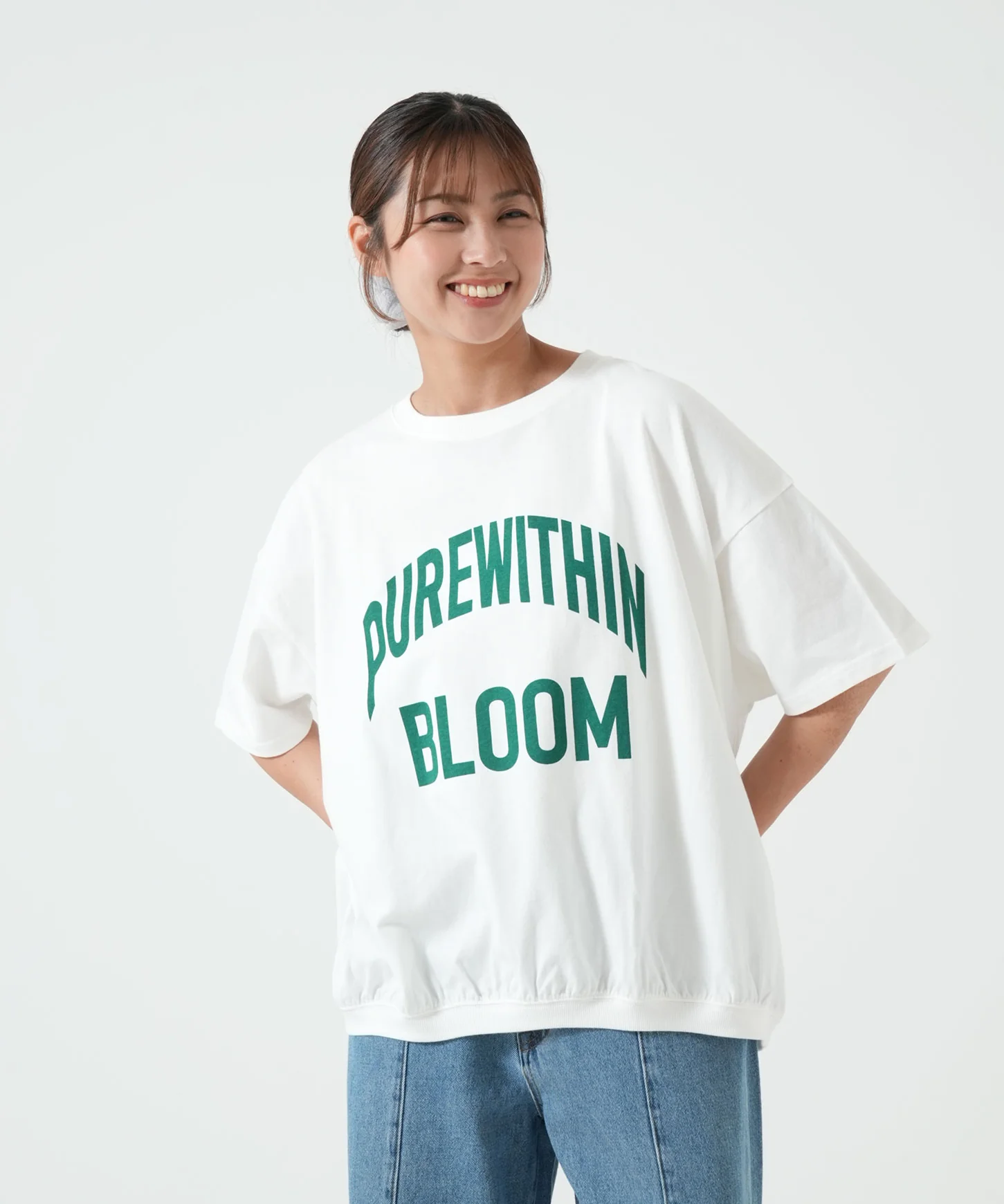 裾ギャザーカレッジTEE - Image 8