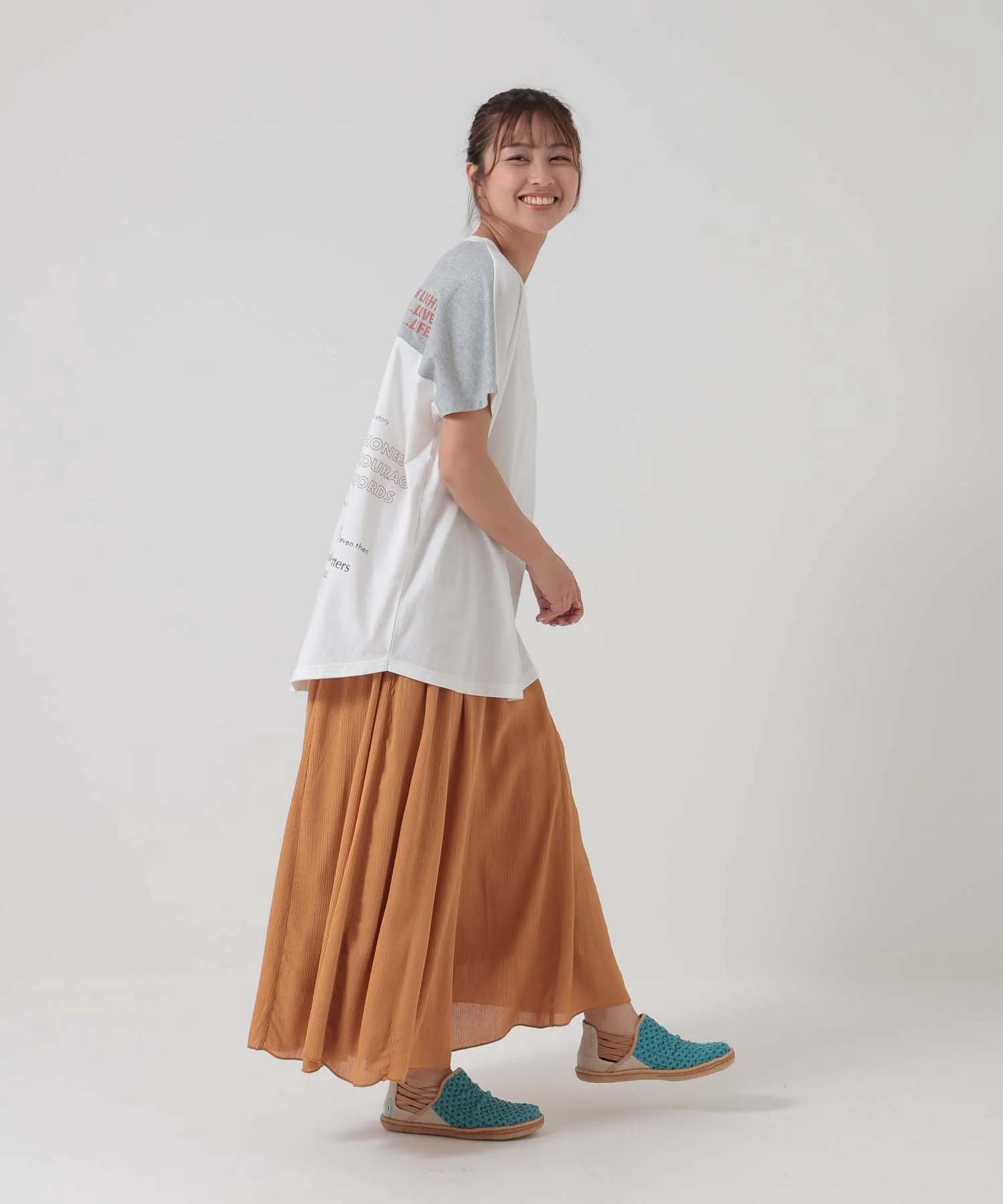 アシメフレンチ袖バックプリントチュニック - Image 20