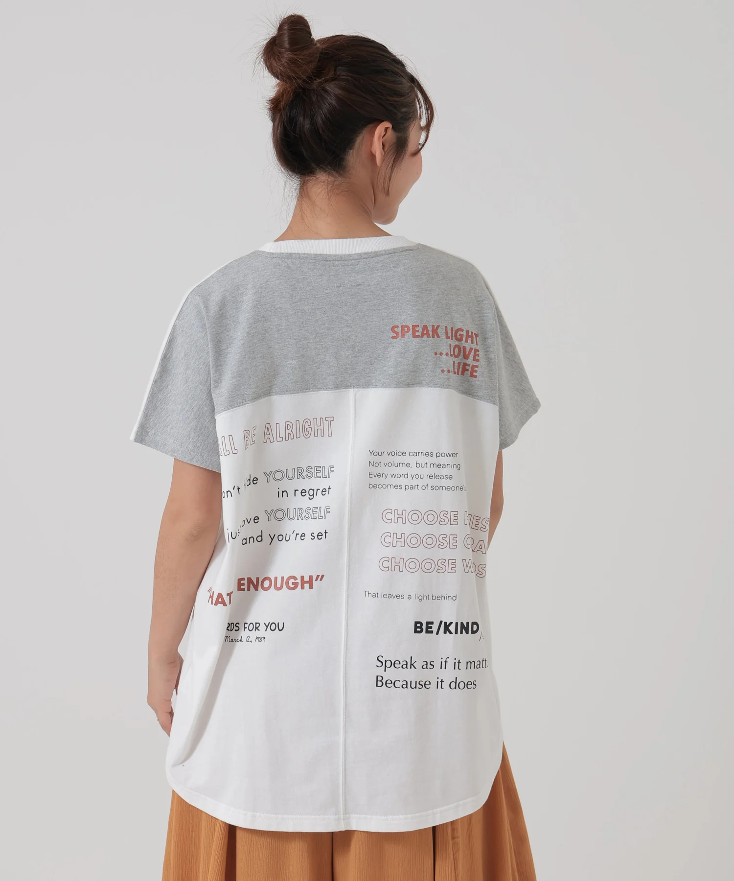 アシメフレンチ袖バックプリントチュニック - Image 3