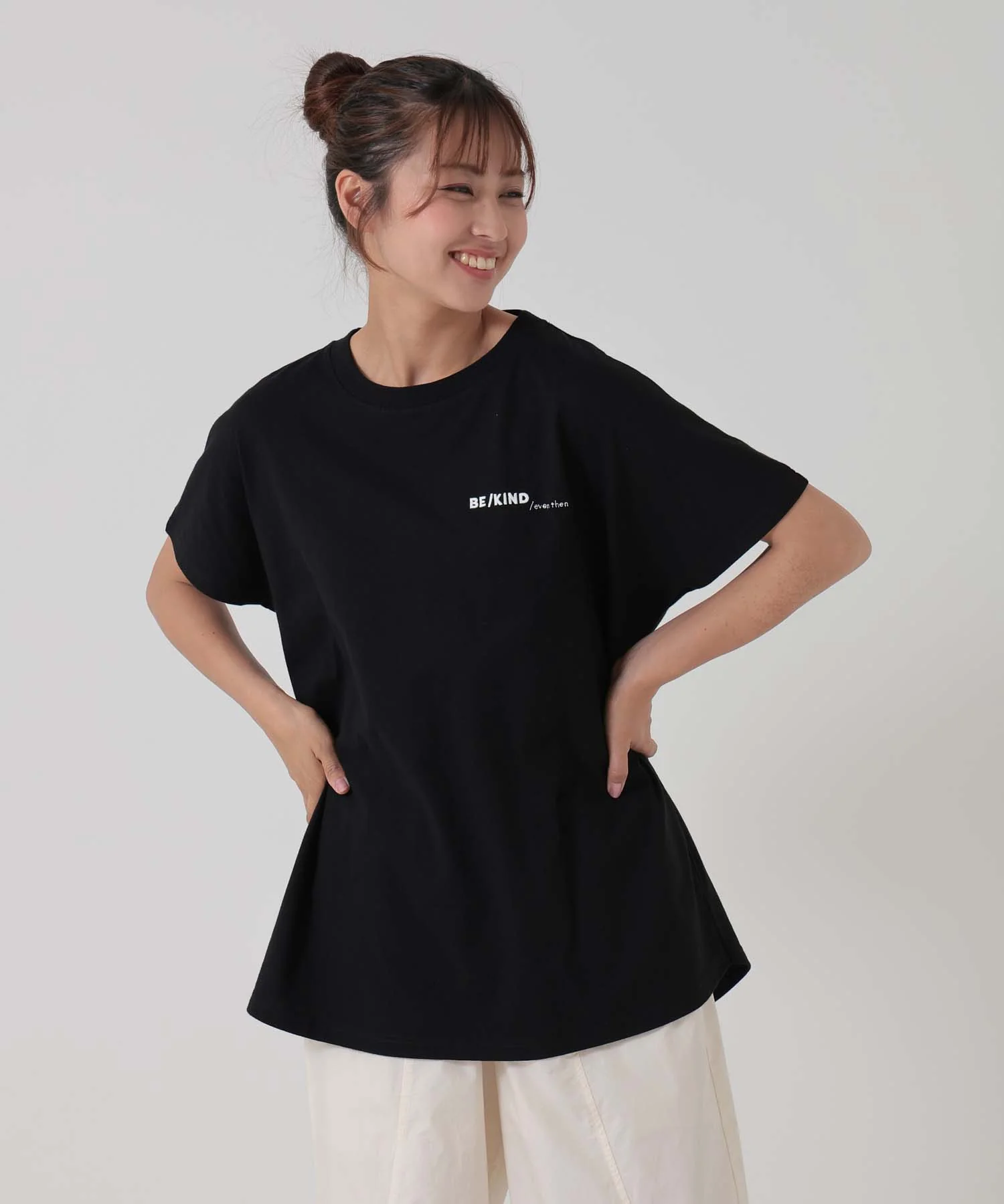アシメフレンチ袖バックプリントチュニック - Image 34