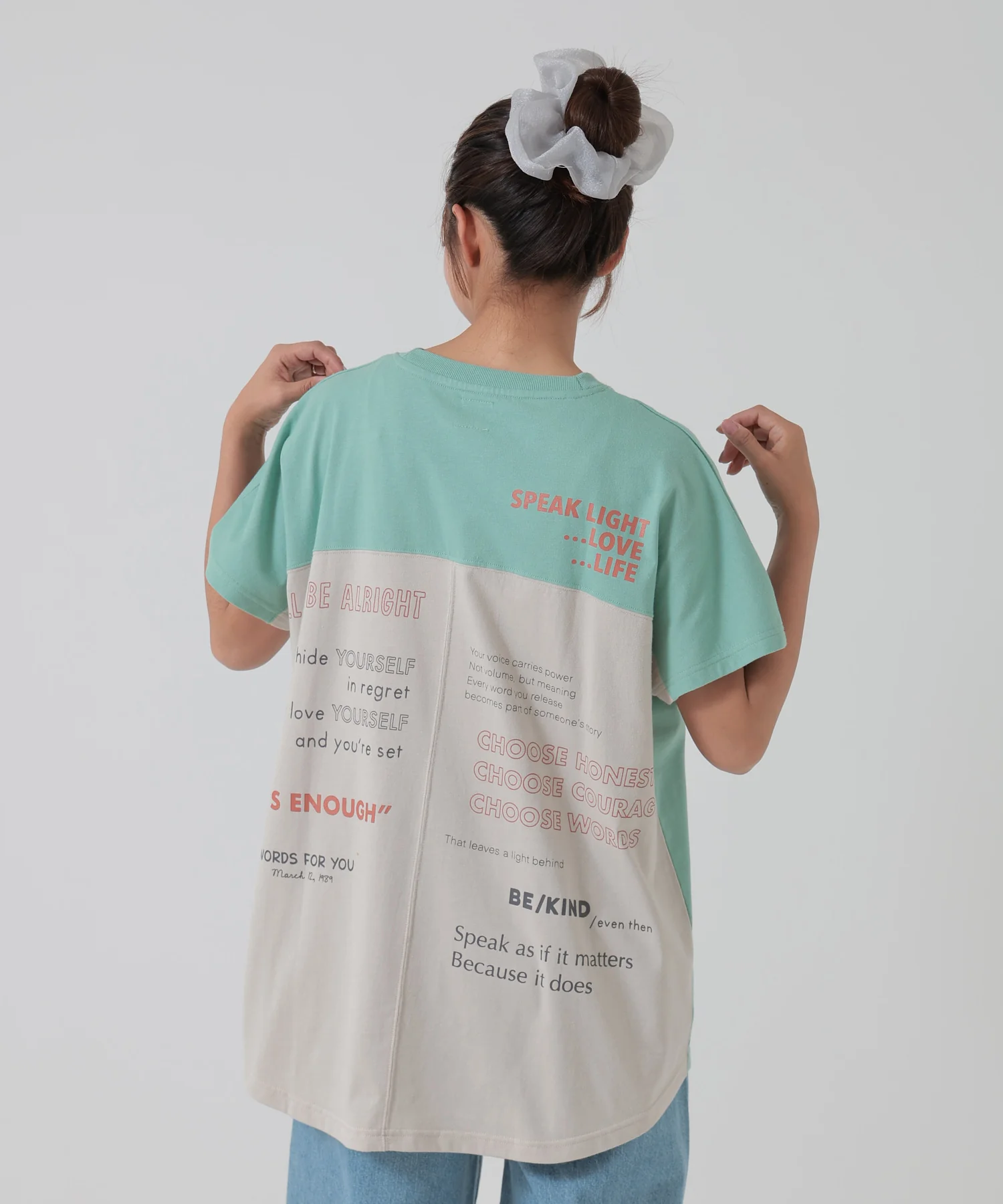 アシメフレンチ袖バックプリントチュニック - Image 4