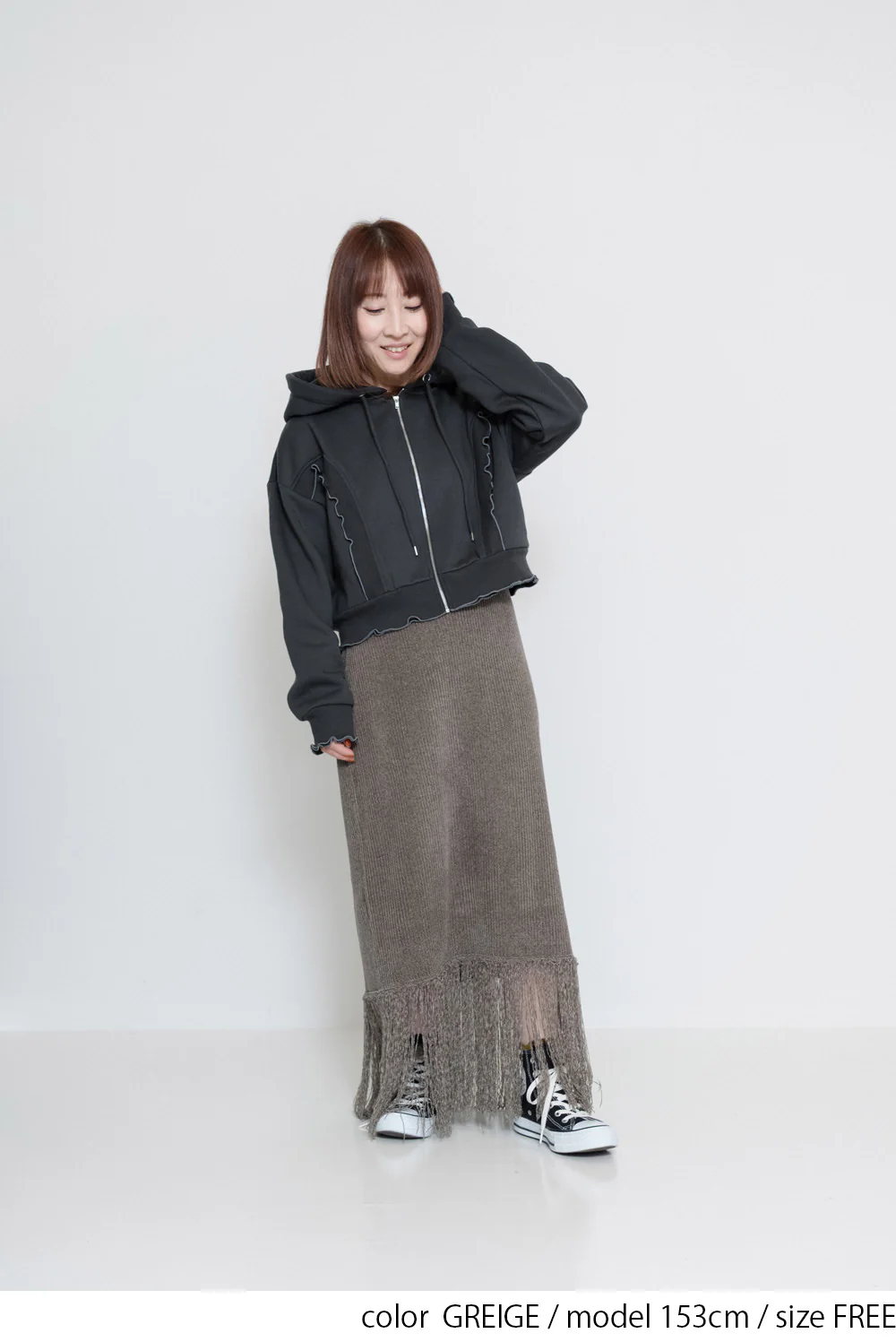 【gleam】リブ編み裾フリンジスカート - Image 9