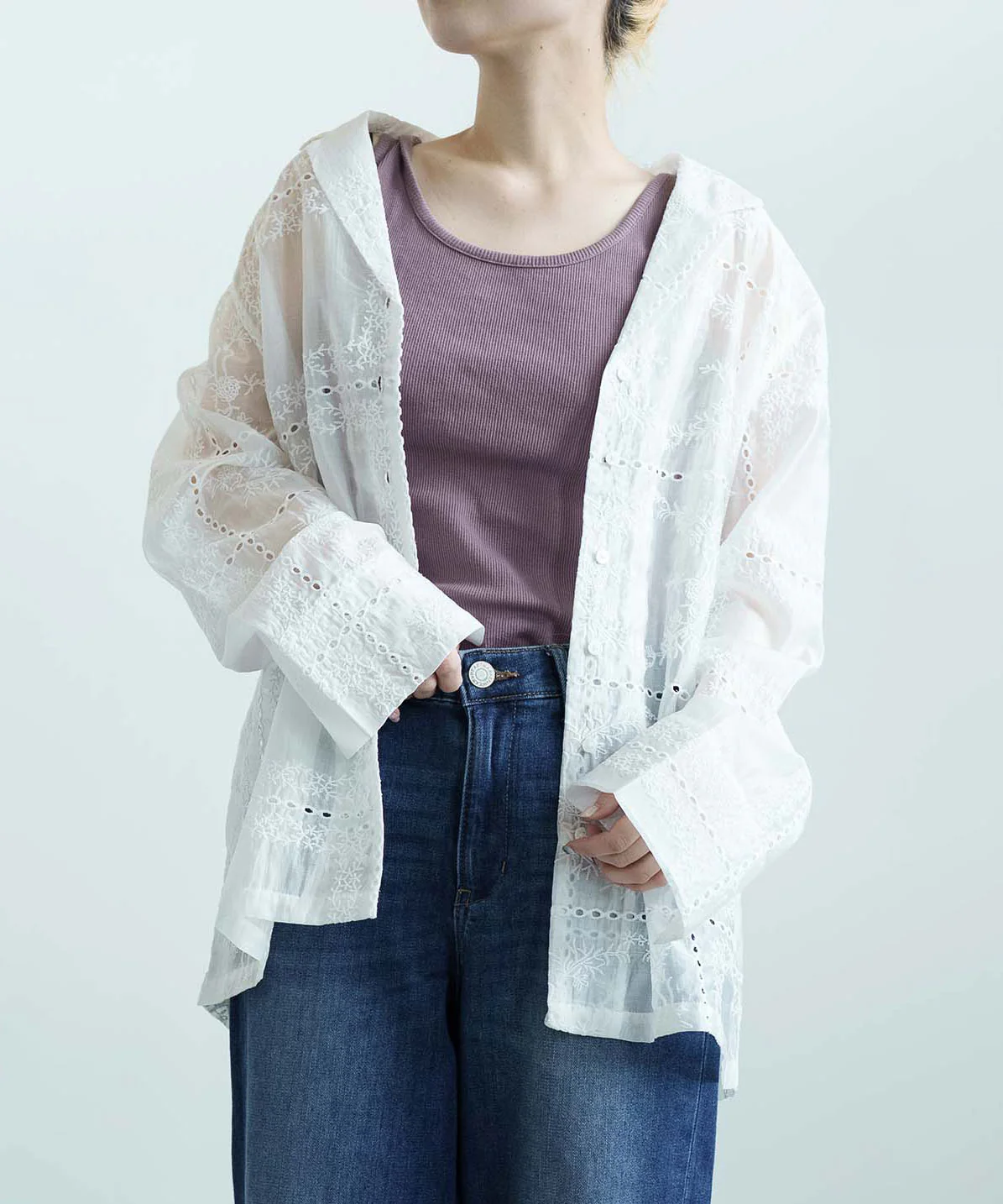 パッチワーク風総刺繍シャツジャケット - Image 3