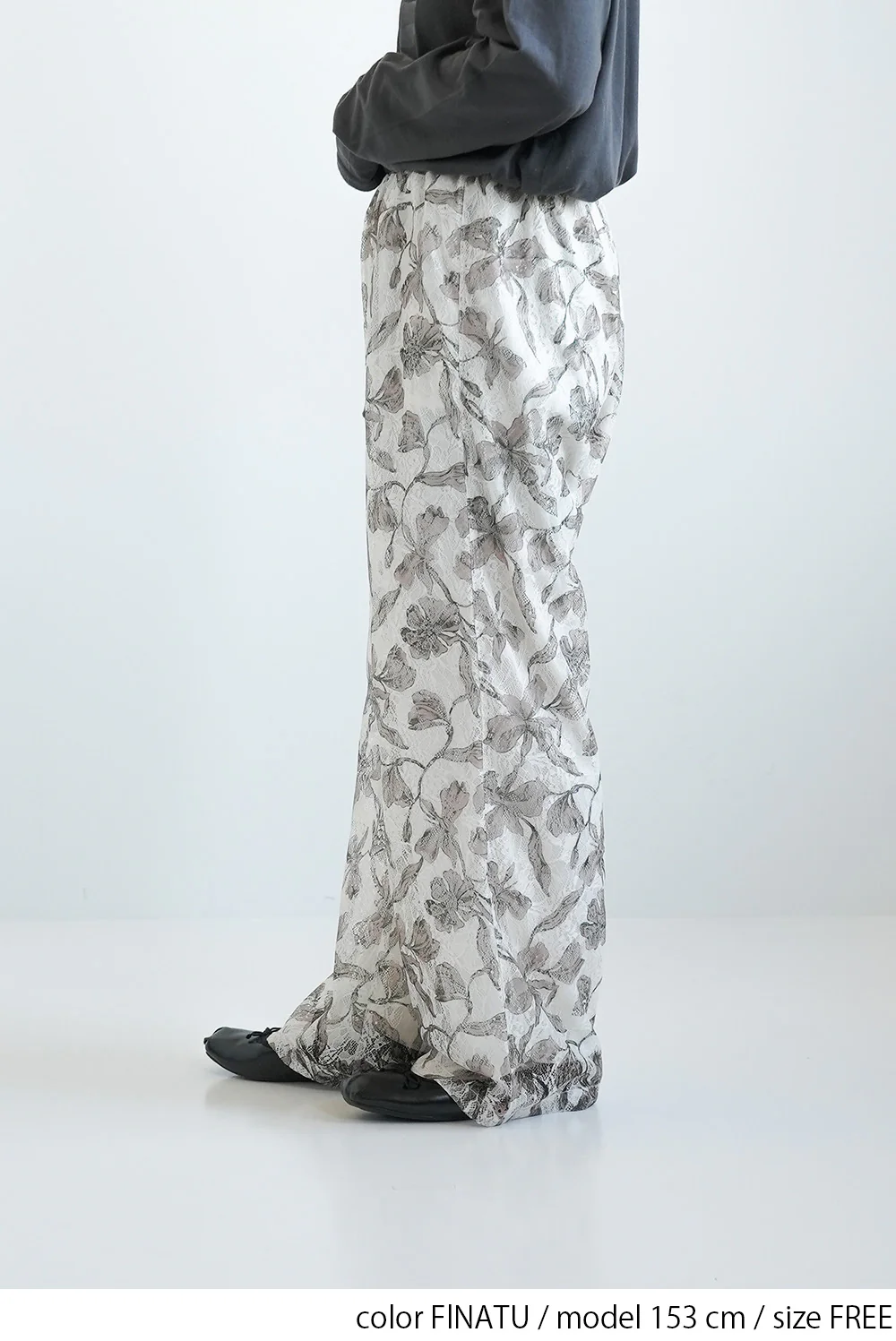 アート花柄プリントレースパンツ - Image 4