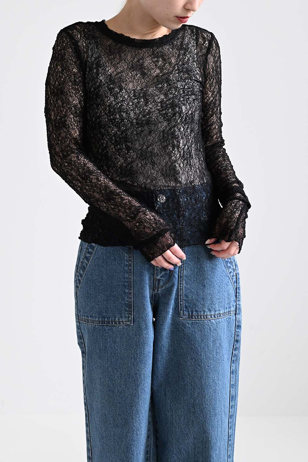 ストレッチレースクルーネックプルオーバー - Image 3