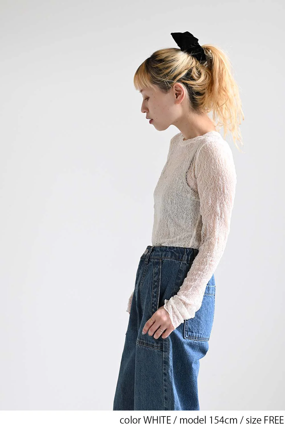ストレッチレースクルーネックプルオーバー - Image 8
