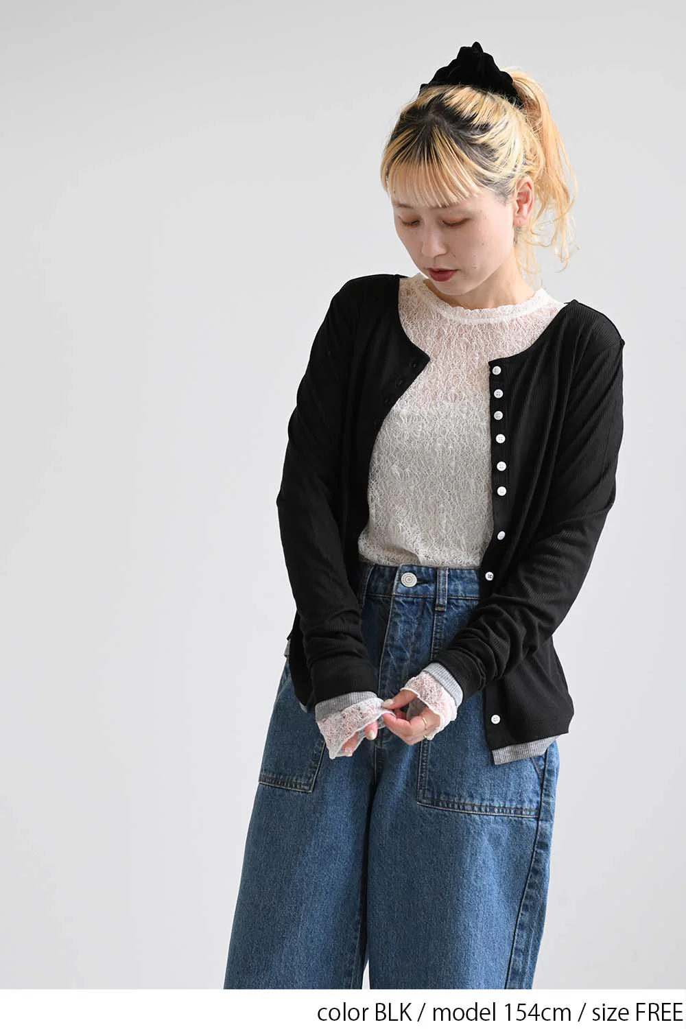 バイカラーシアーリブカーディガン - Image 17