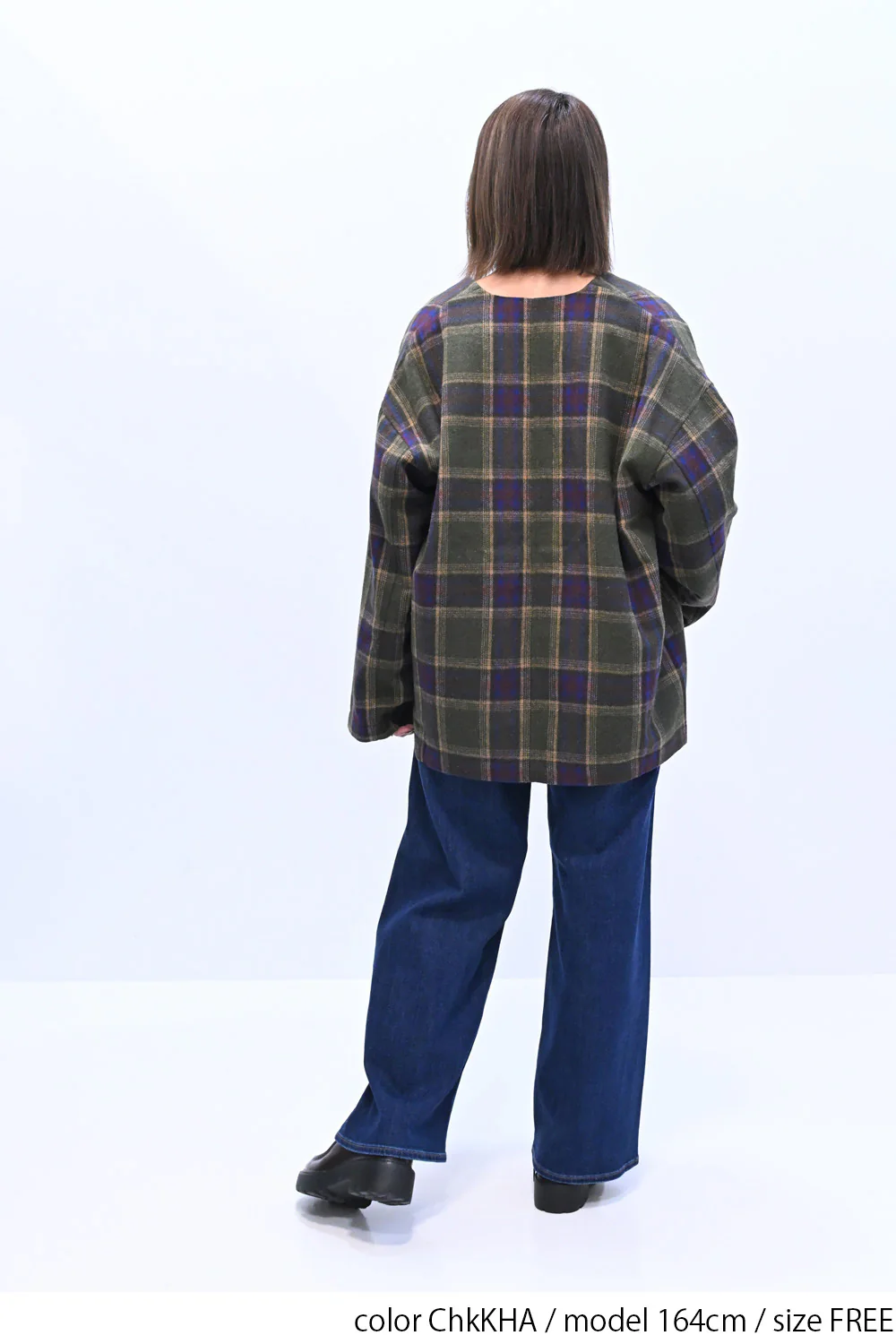 【GENTIL】Vネックチェック柄コート - Image 11