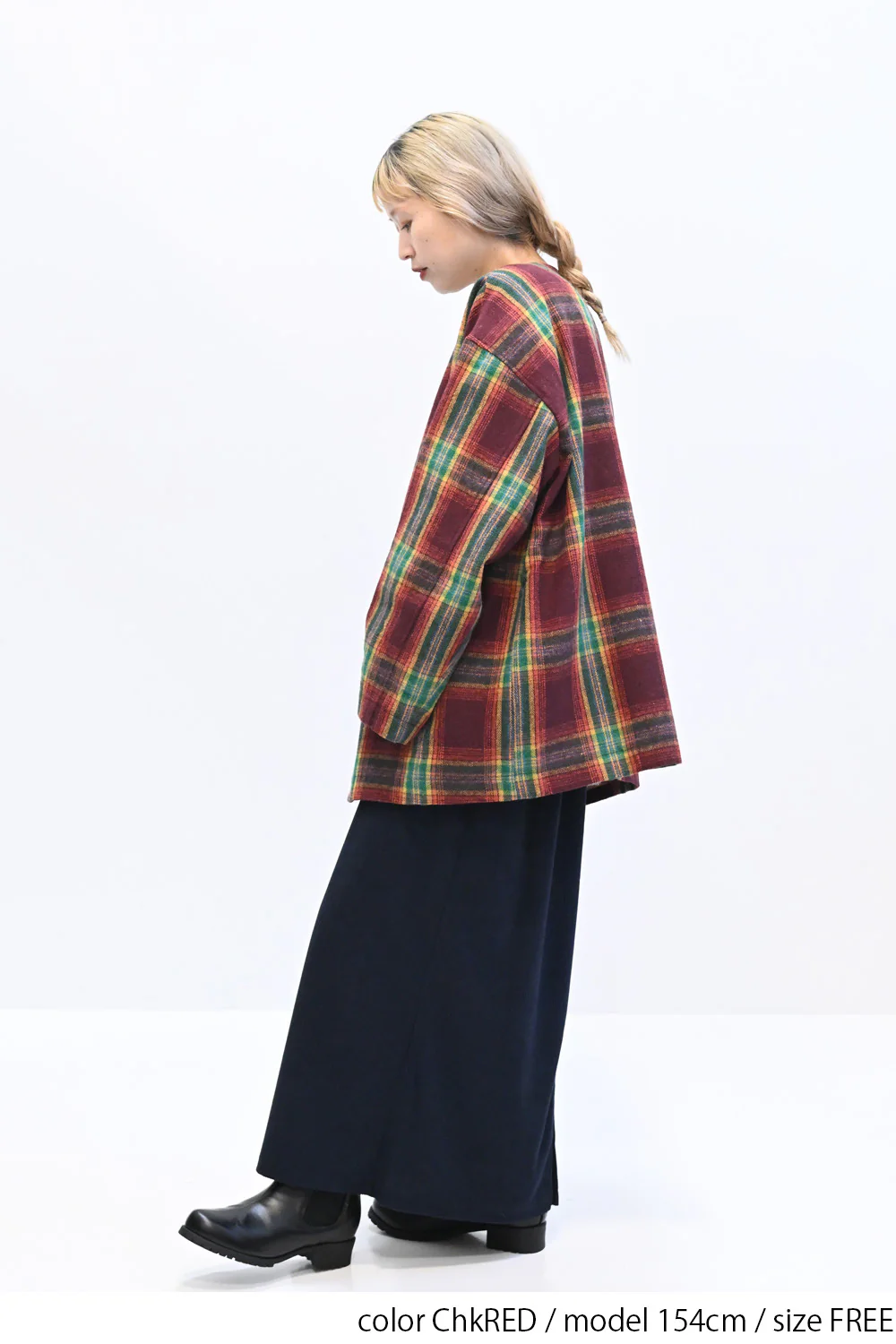 【GENTIL】Vネックチェック柄コート - Image 4