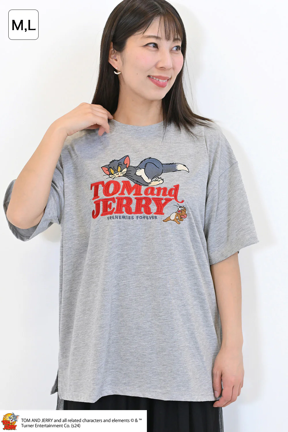 トムとジェリー総刺繍半袖TEE