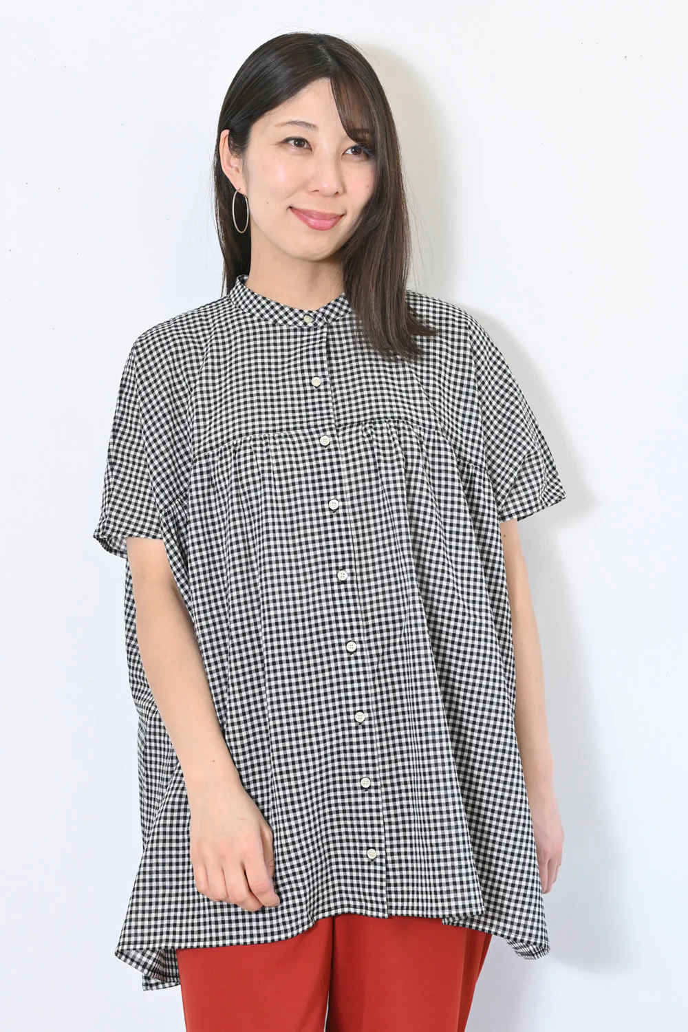 切替ギャザーノーカラーチュニック - Image 5