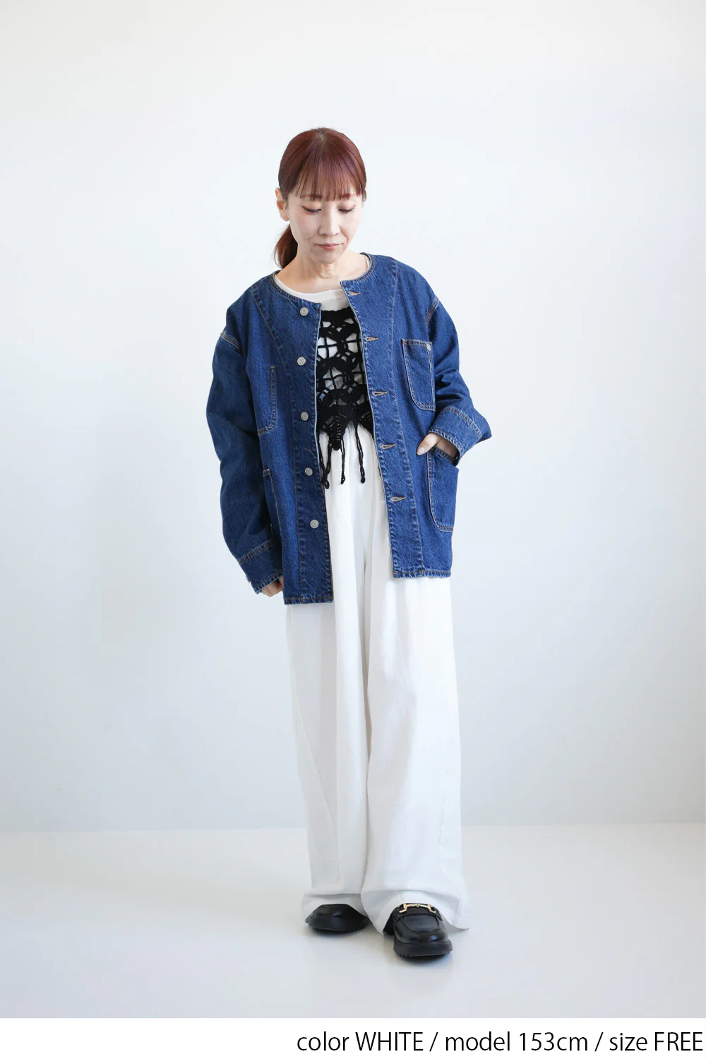 脇レース刺繍ワイドパンツ - Image 3