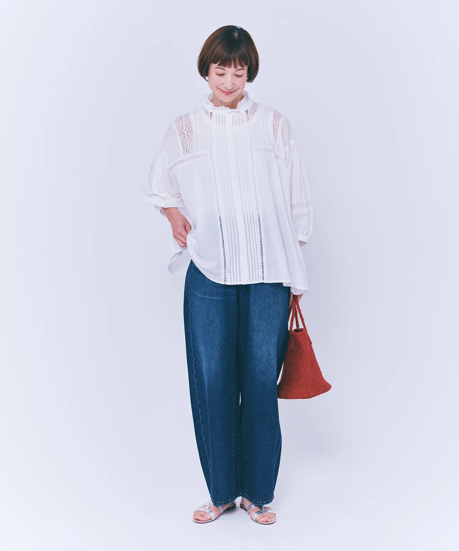 ピンタックレース切換ブラウス - Image 33