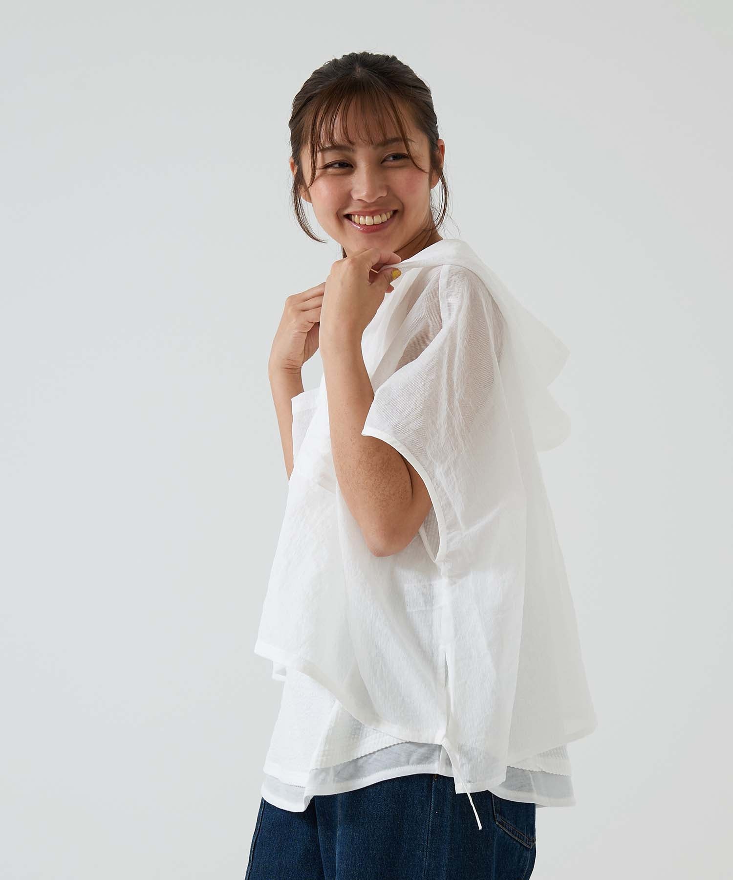 フード多釦シアー半袖シャツ - Image 12