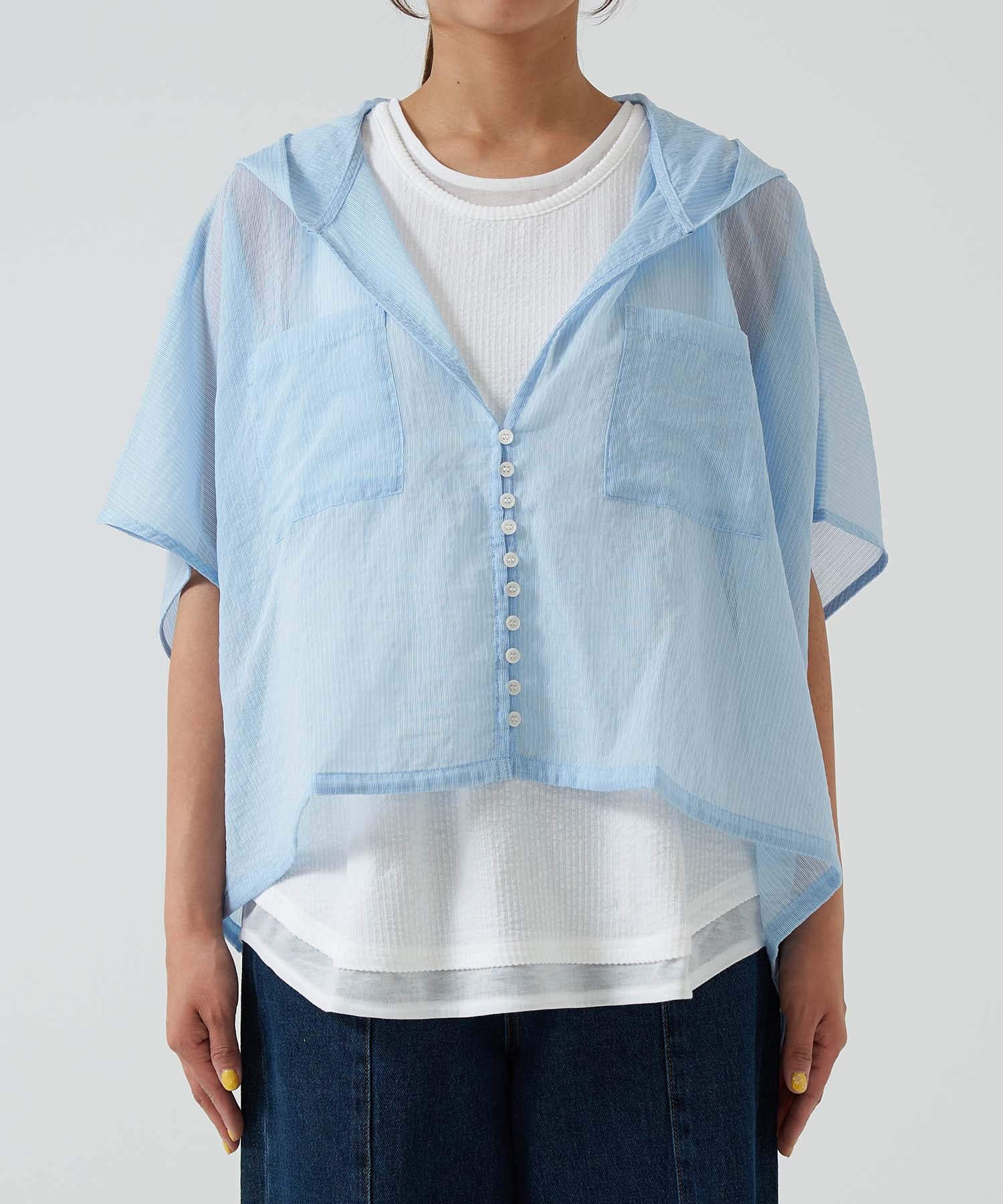 フード多釦シアー半袖シャツ - Image 14