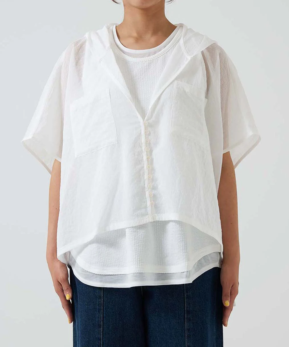 フード多釦シアー半袖シャツ - Image 27
