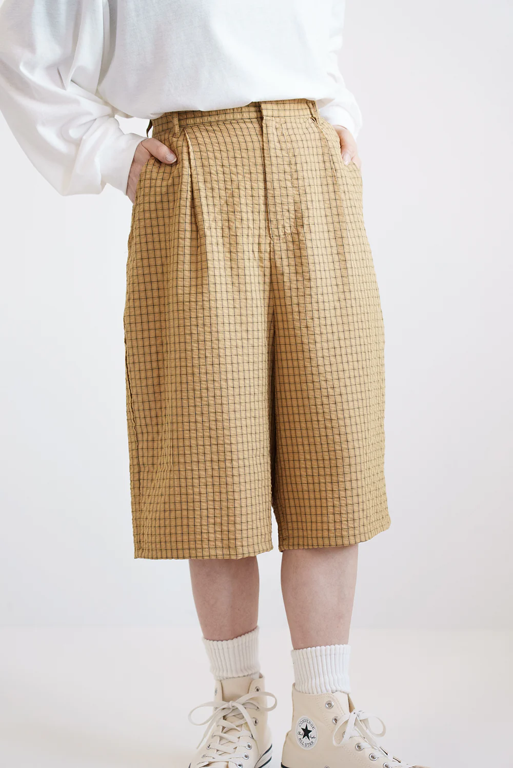 【Frame】チェックタックハーフパンツ - Image 4