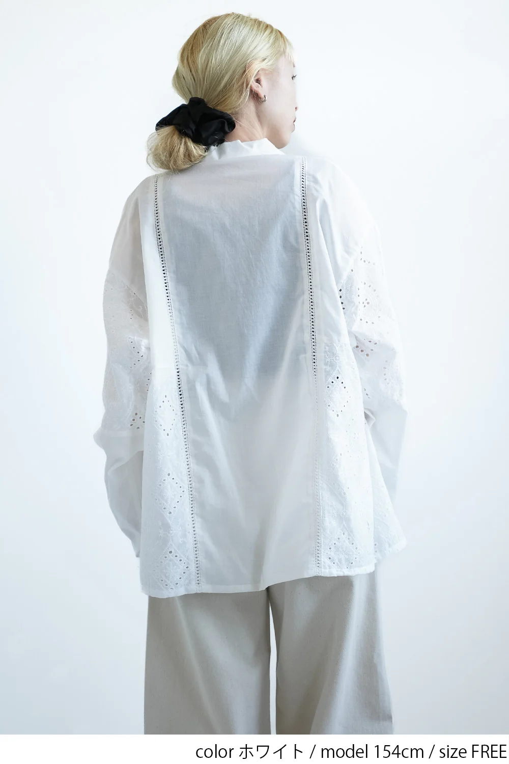 ローンレースオープンカラー長袖シャツ - Image 11