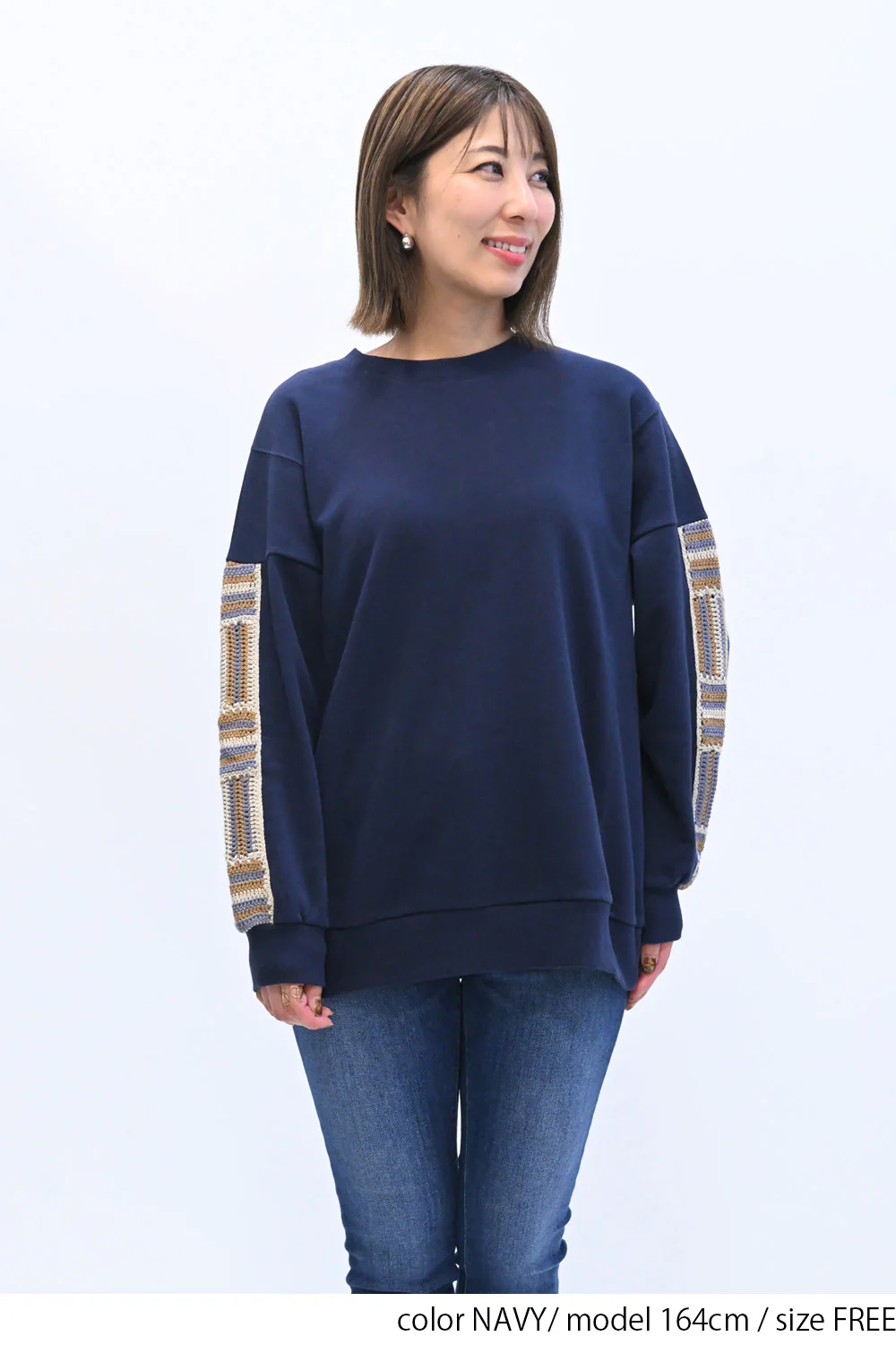 袖カギ針裏毛ゆったりチュニック - Image 14