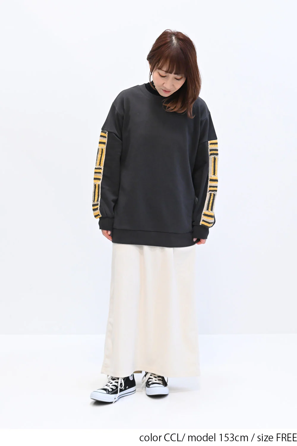 袖カギ針裏毛ゆったりチュニック - Image 17
