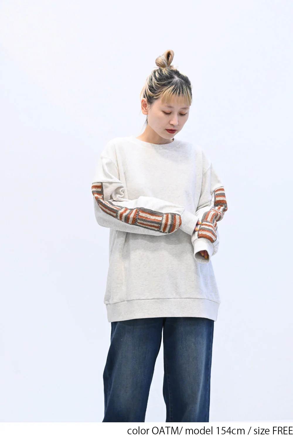 袖カギ針裏毛ゆったりチュニック - Image 8