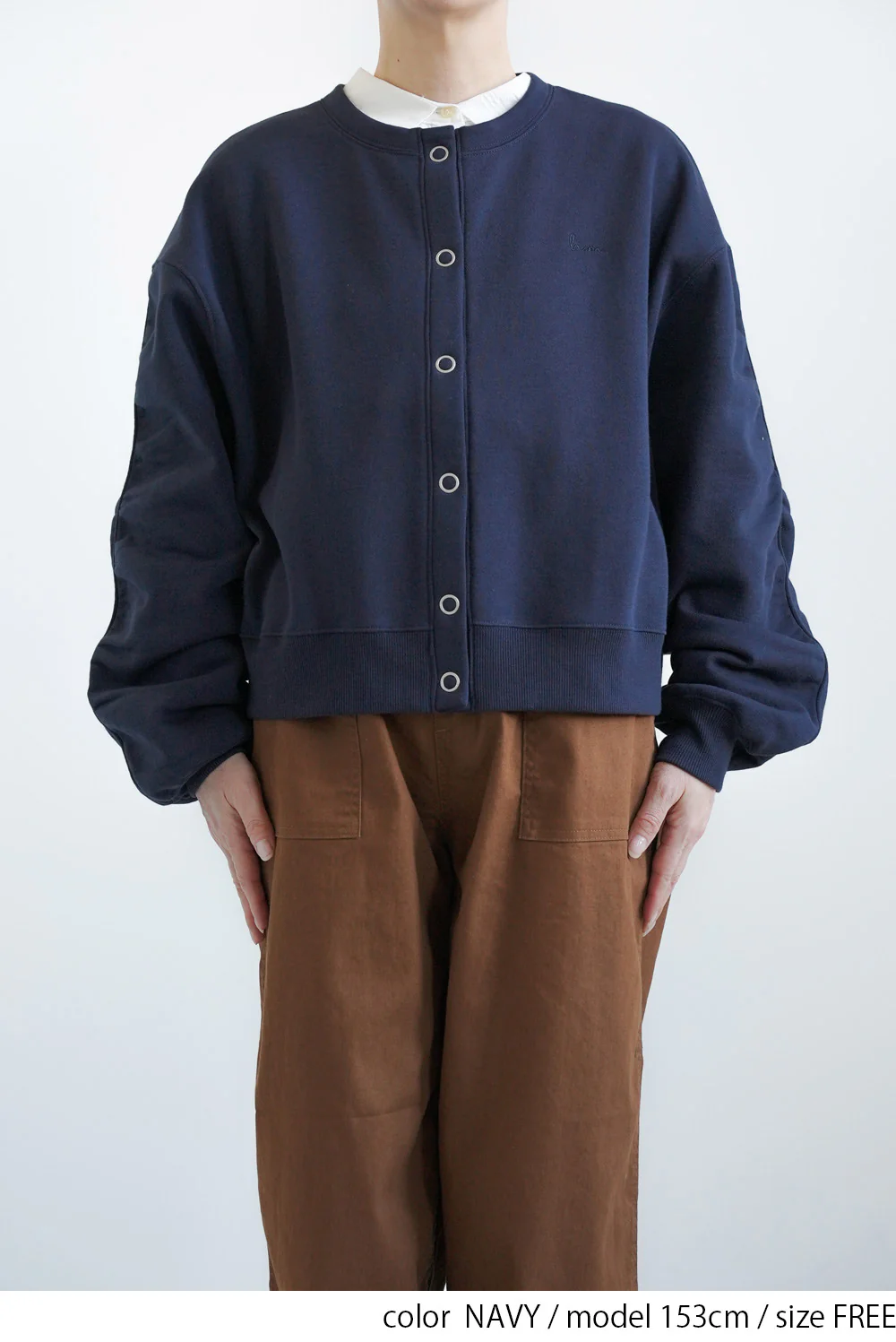 袖シャーリング釦カーディガン - Image 16