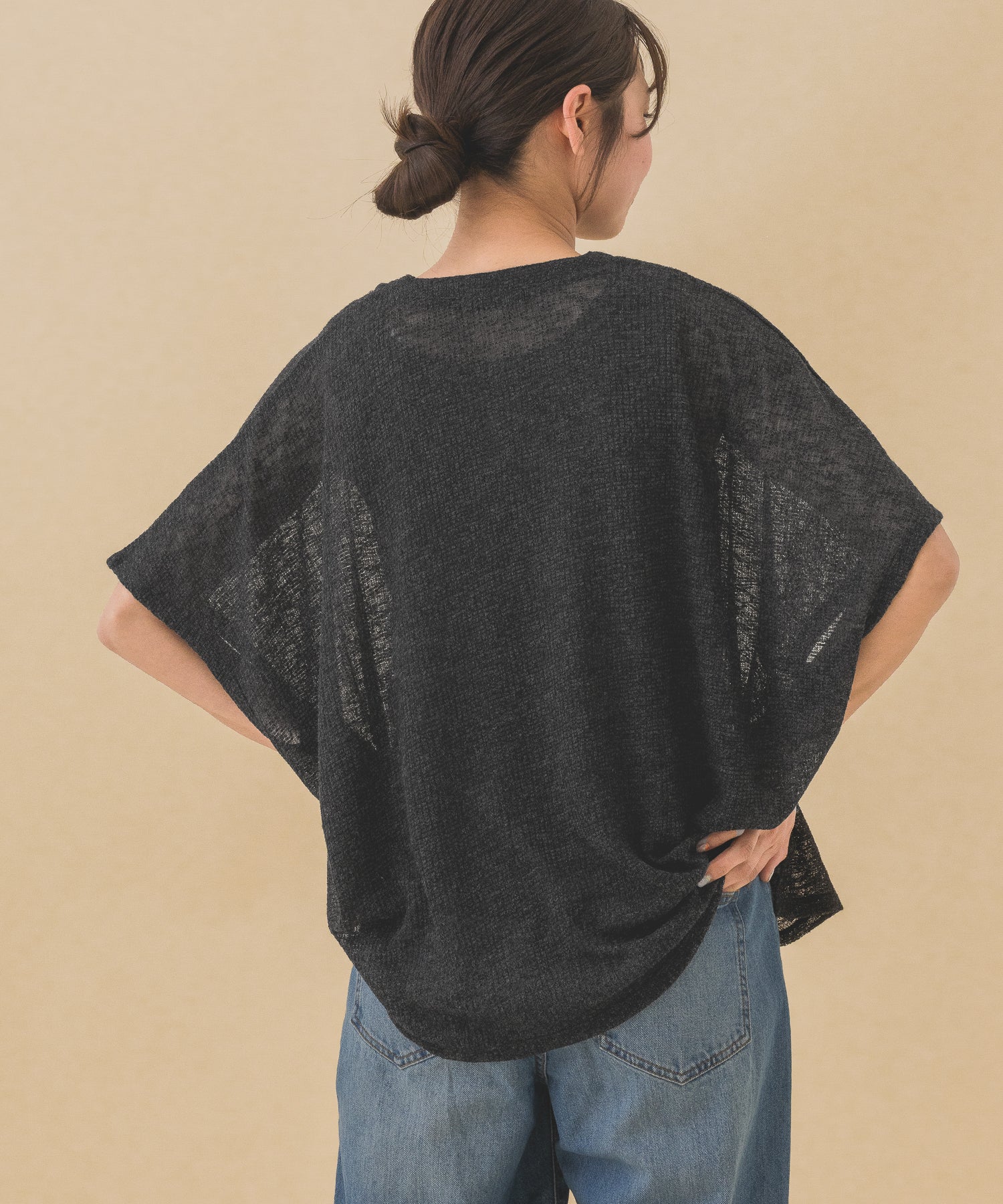 シアーワッフルヘンリーネックルーズプルオーバー - Image 12