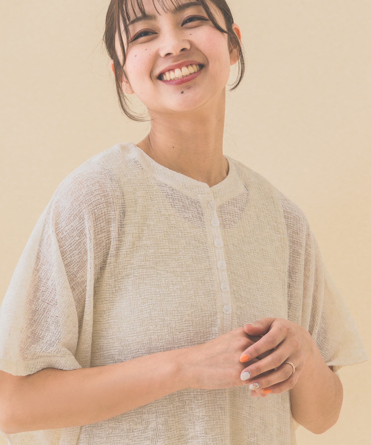 シアーワッフルヘンリーネックルーズプルオーバー - Image 21