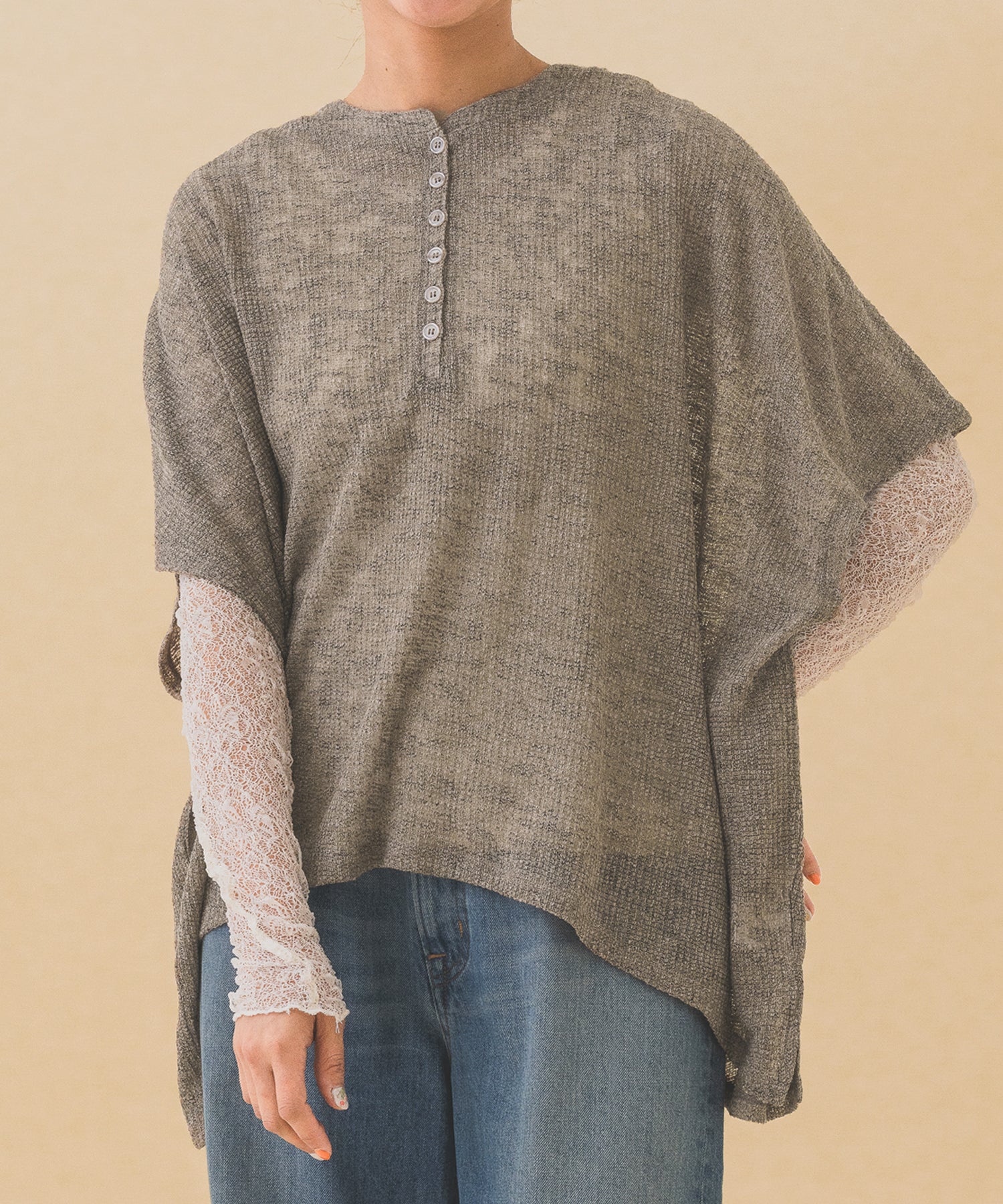 シアーワッフルヘンリーネックルーズプルオーバー - Image 37