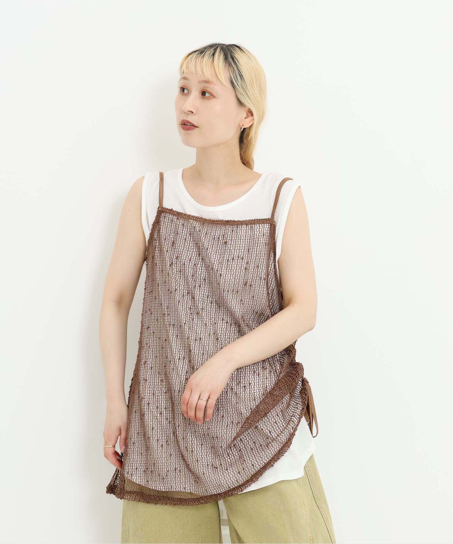 《7月1日入荷》メッシュドロストキャミチュニック - Image 3