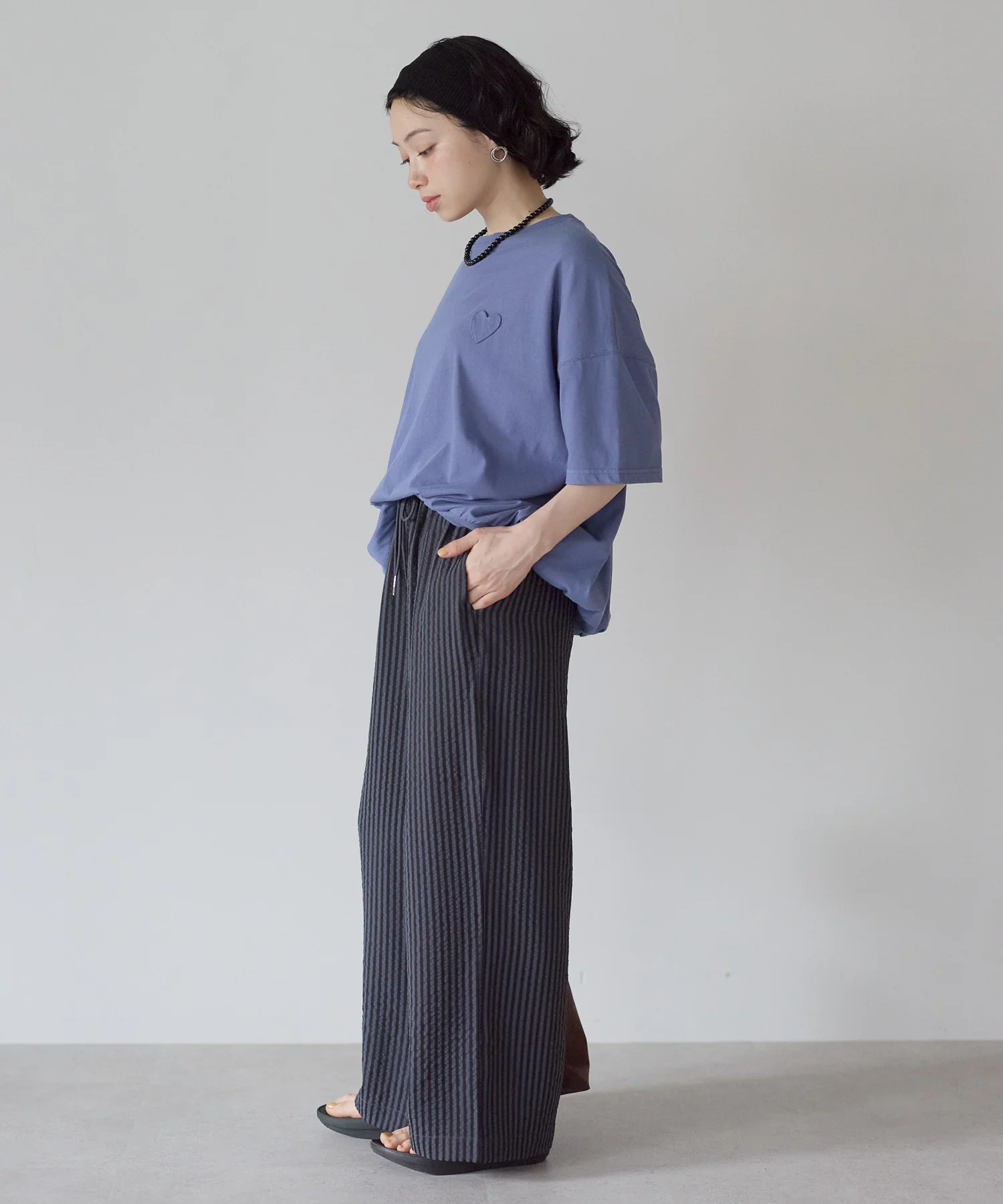 【DRY&EASYCARE】 ストライプイージーワイドパンツ - Image 17