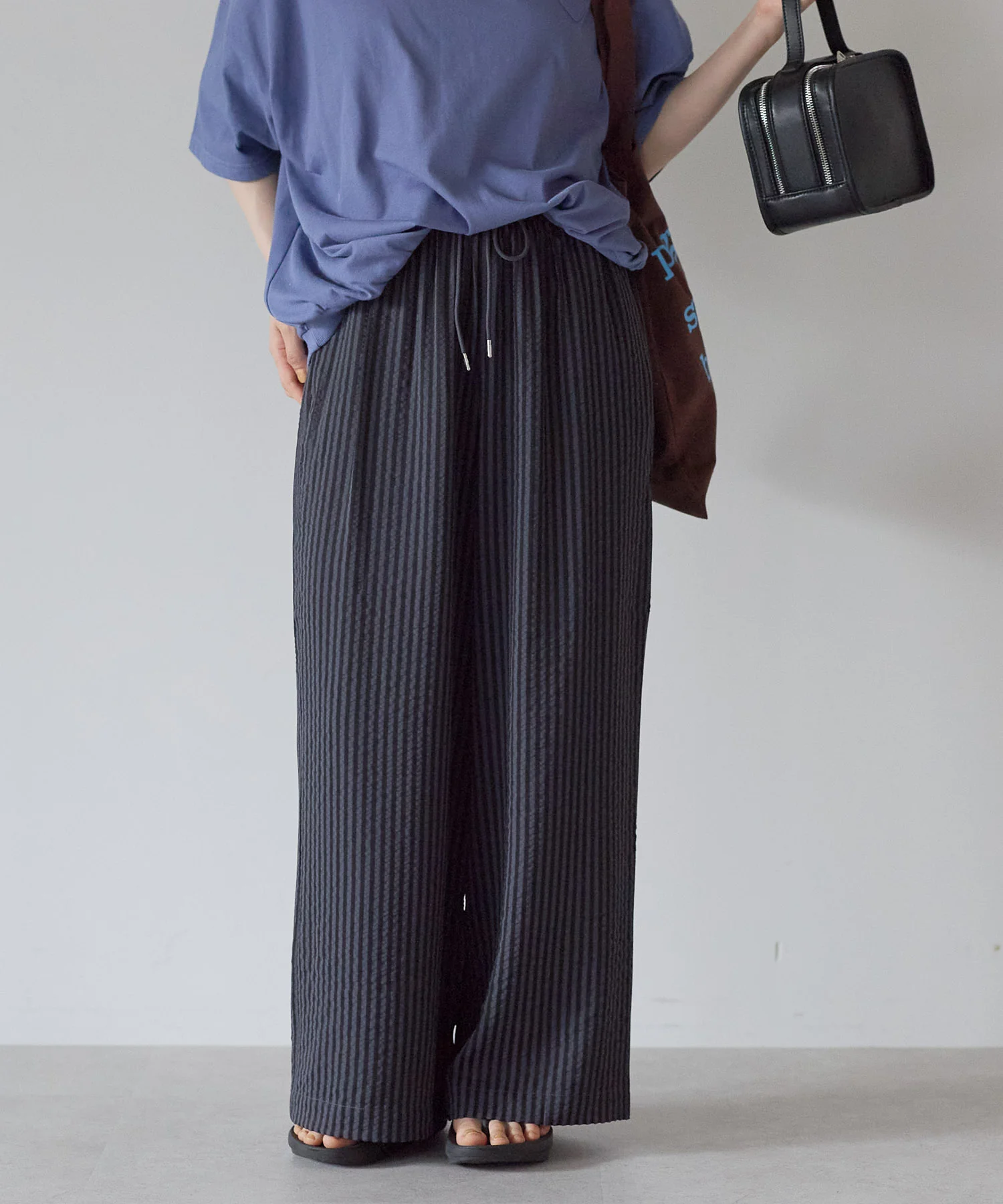 【DRY&EASYCARE】 ストライプイージーワイドパンツ - Image 19